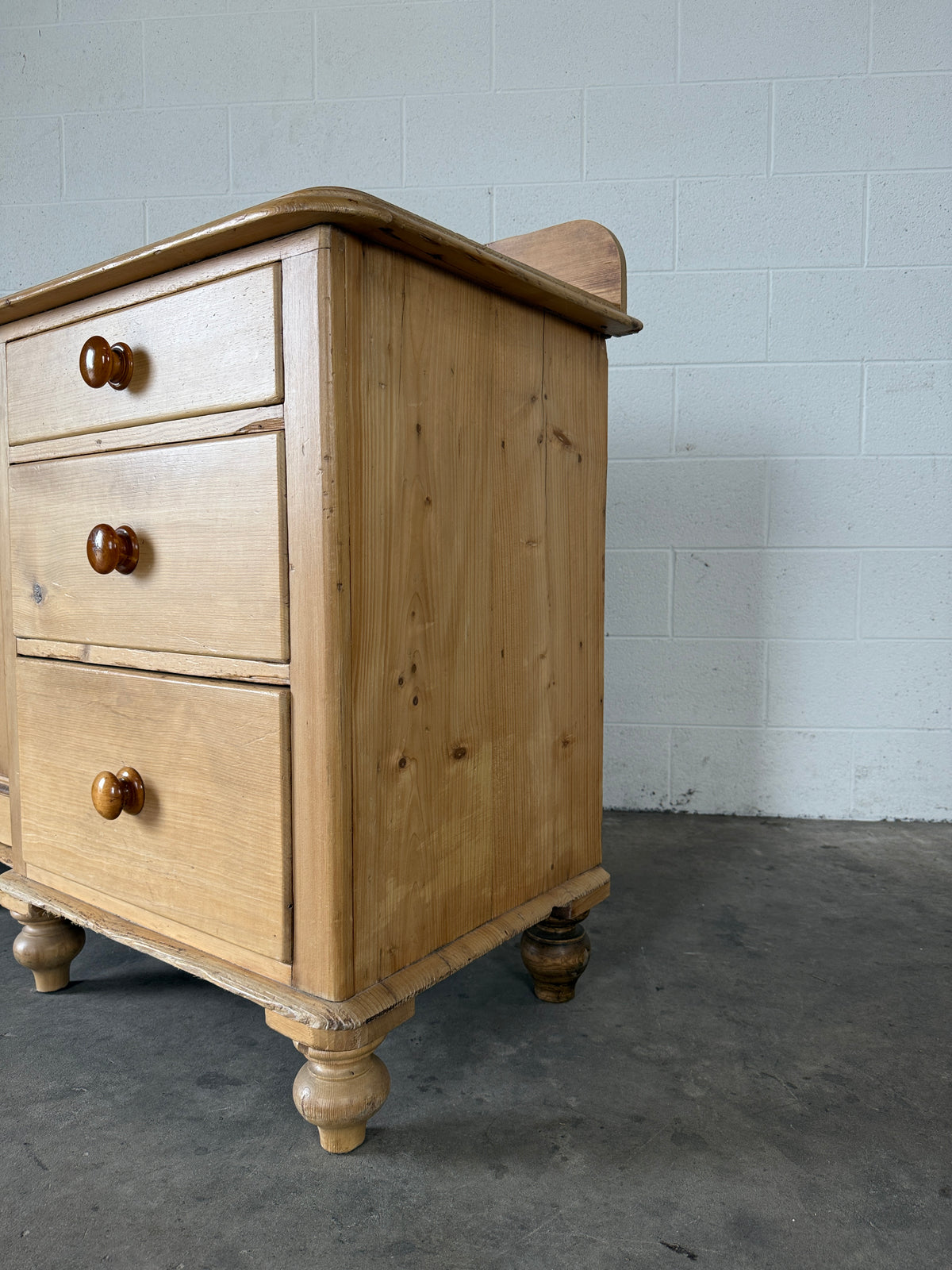 English antique pine sideboard with raised back