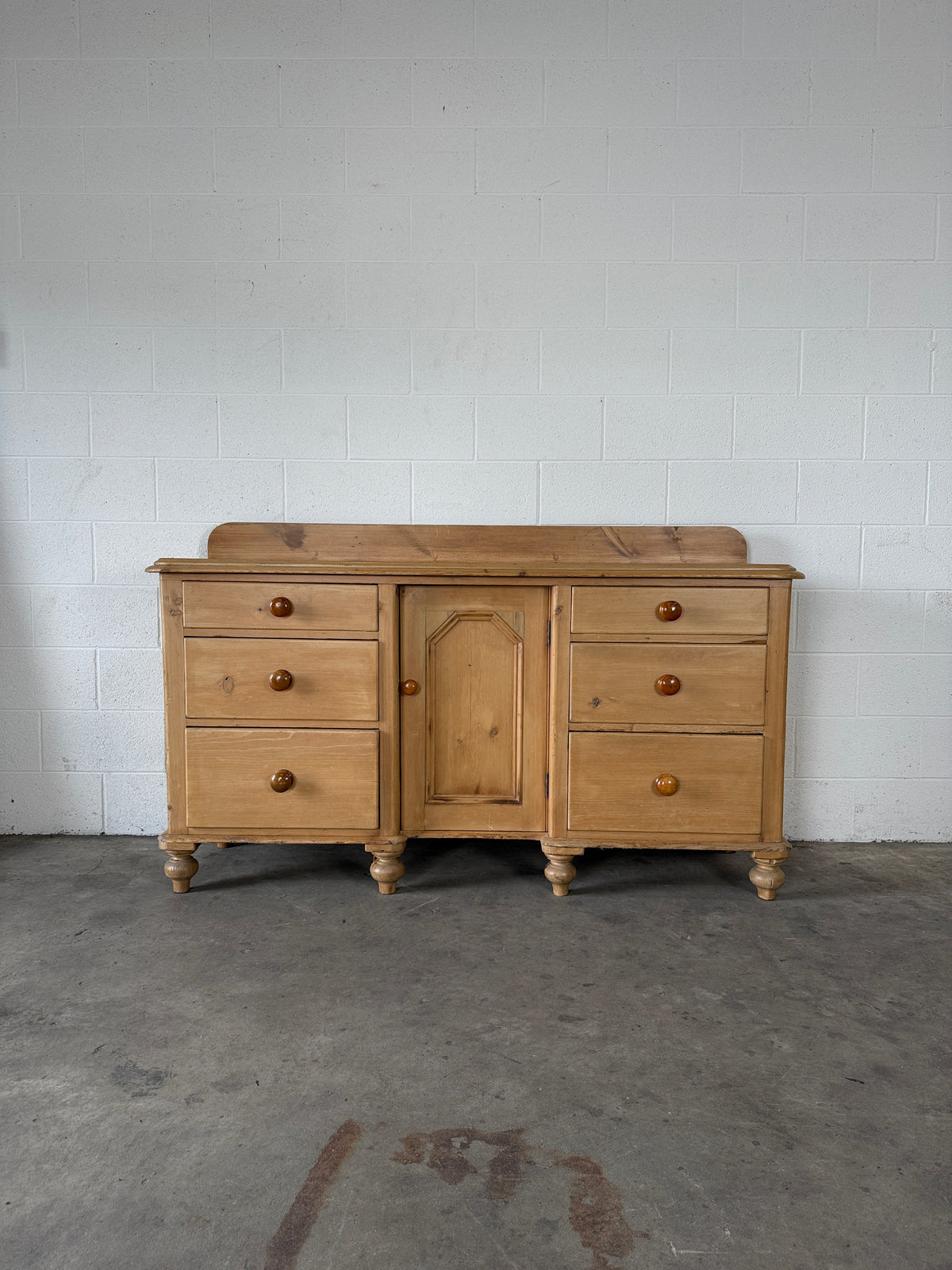 English antique pine sideboard with raised back