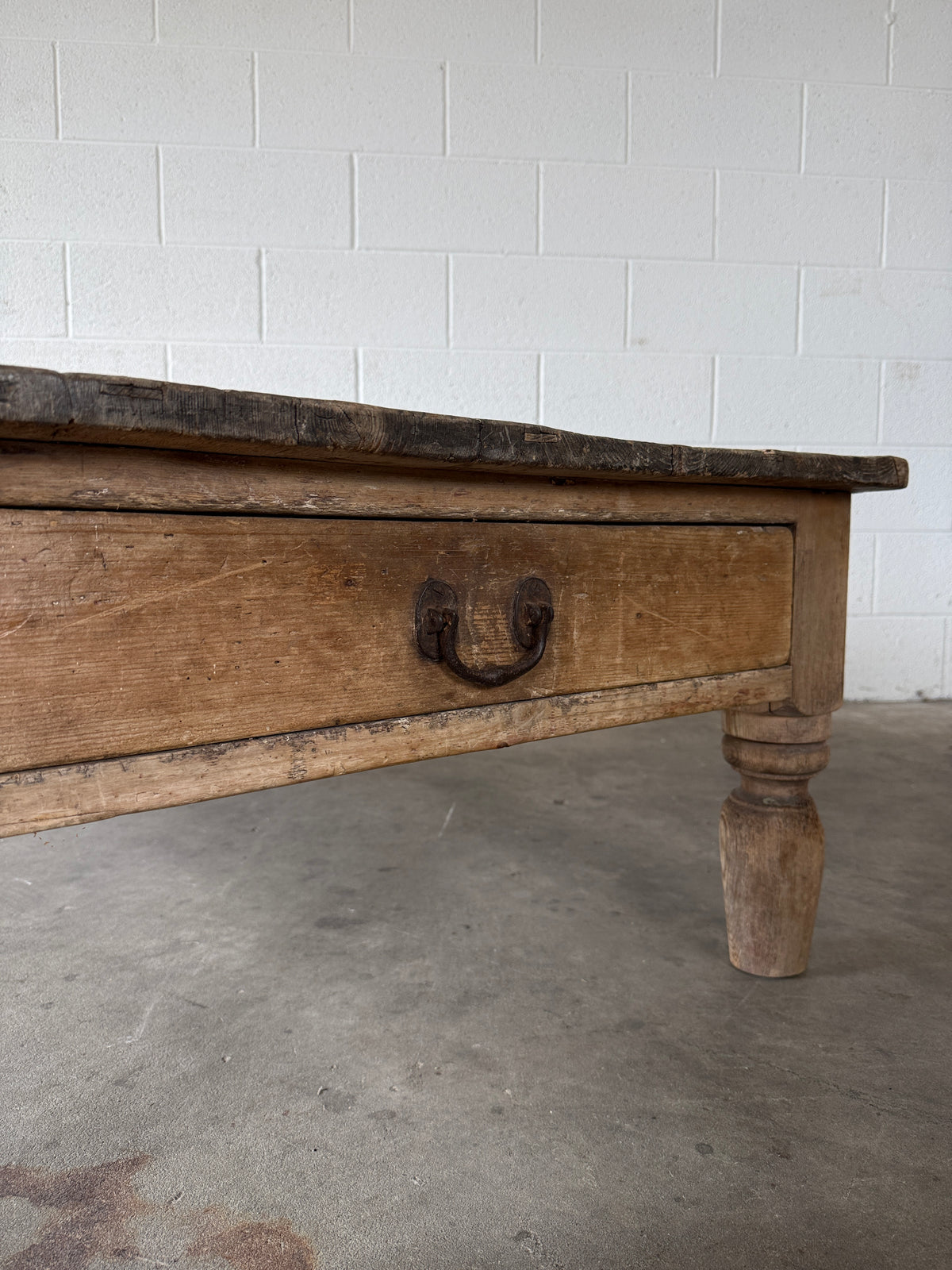 Large pine farmhouse coffee table