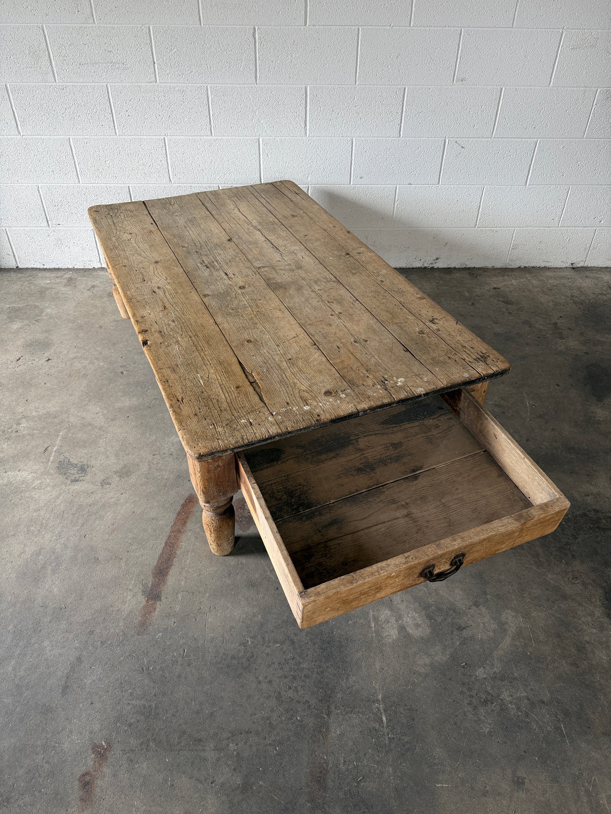 Large pine farmhouse coffee table