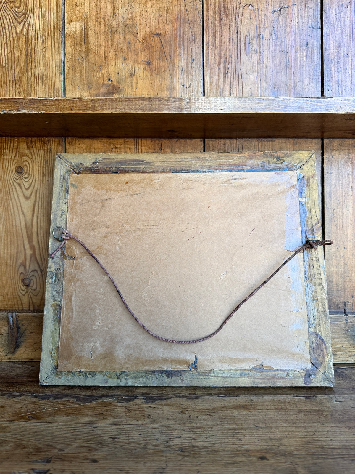 Antique landscape in wooden frame