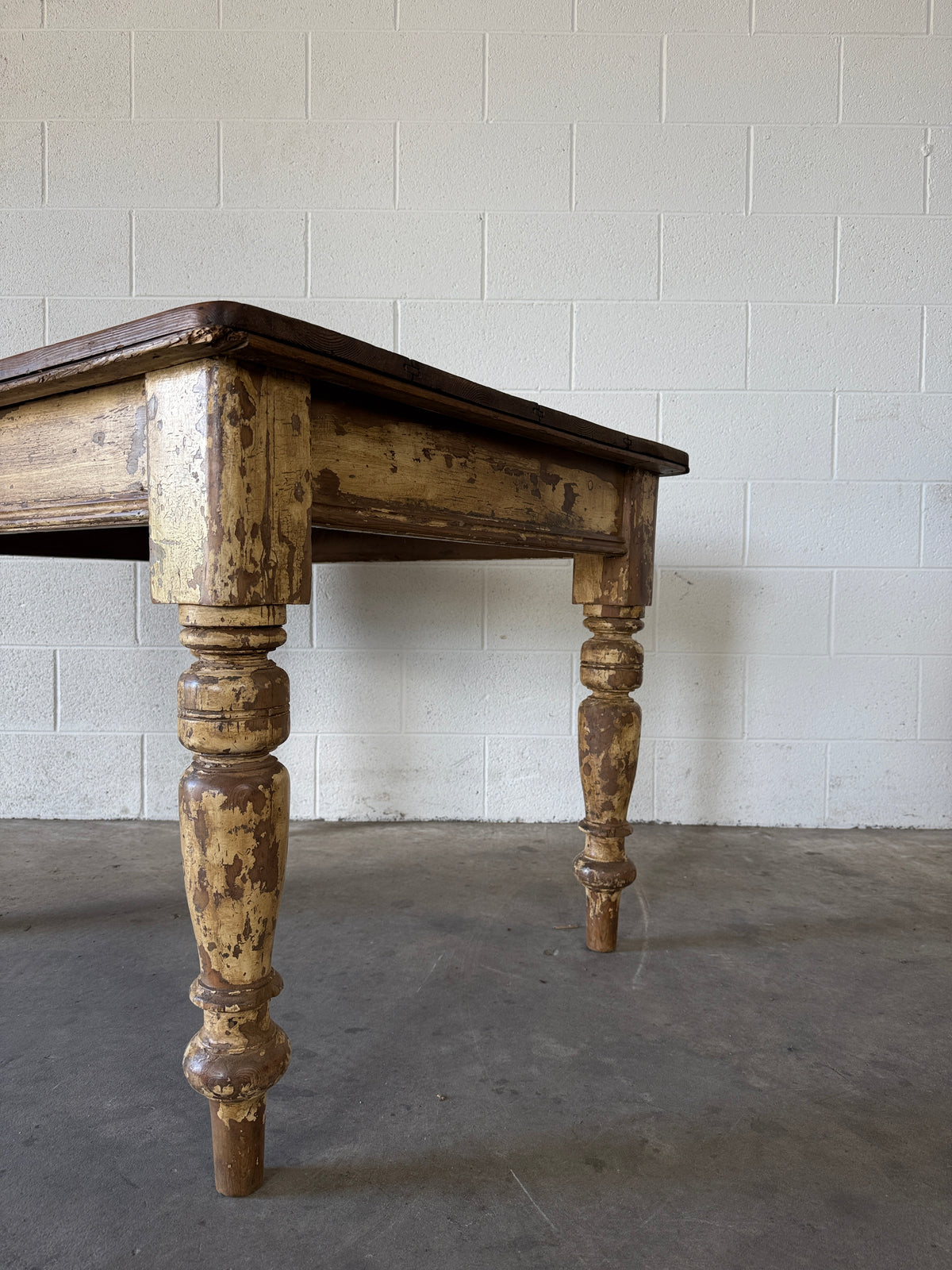 Chippy painted antique pine table