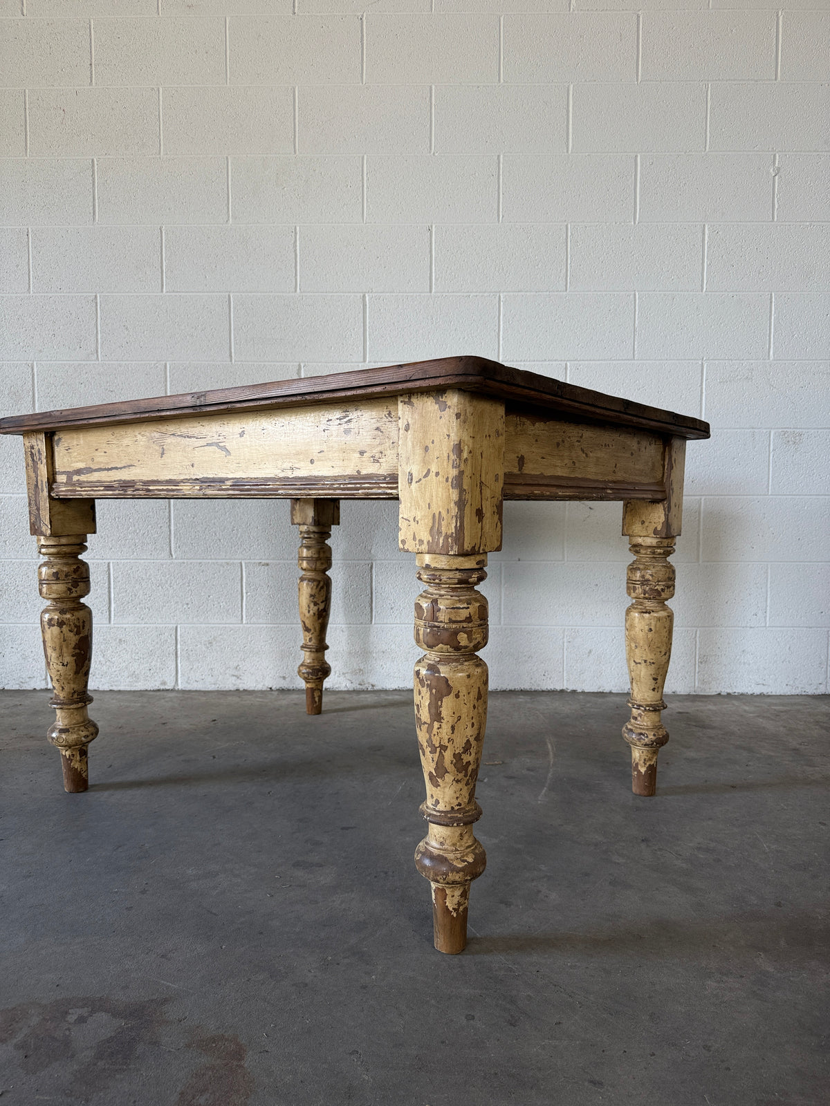 Chippy painted antique pine table