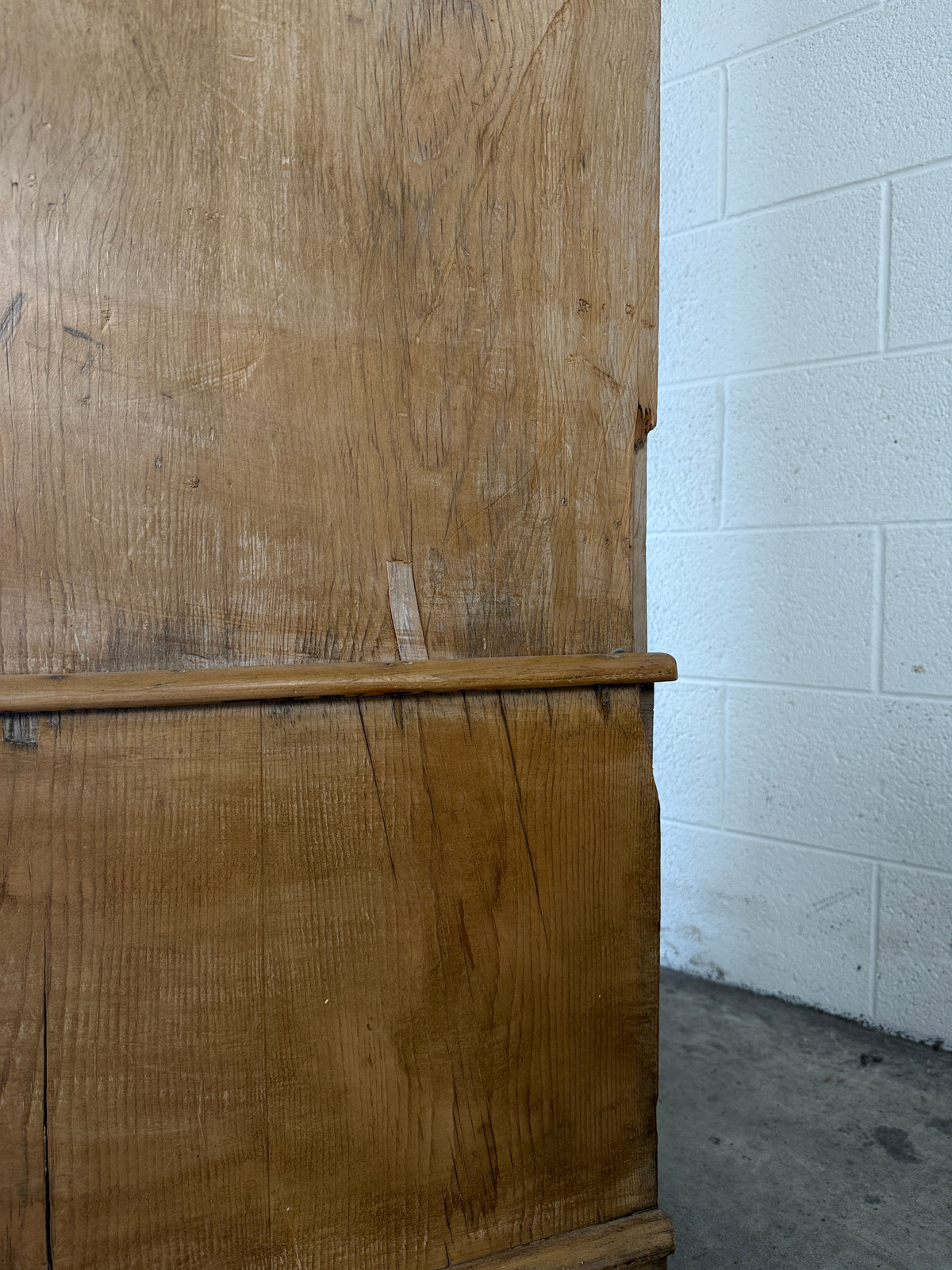 Slim antique pine double wardrobe