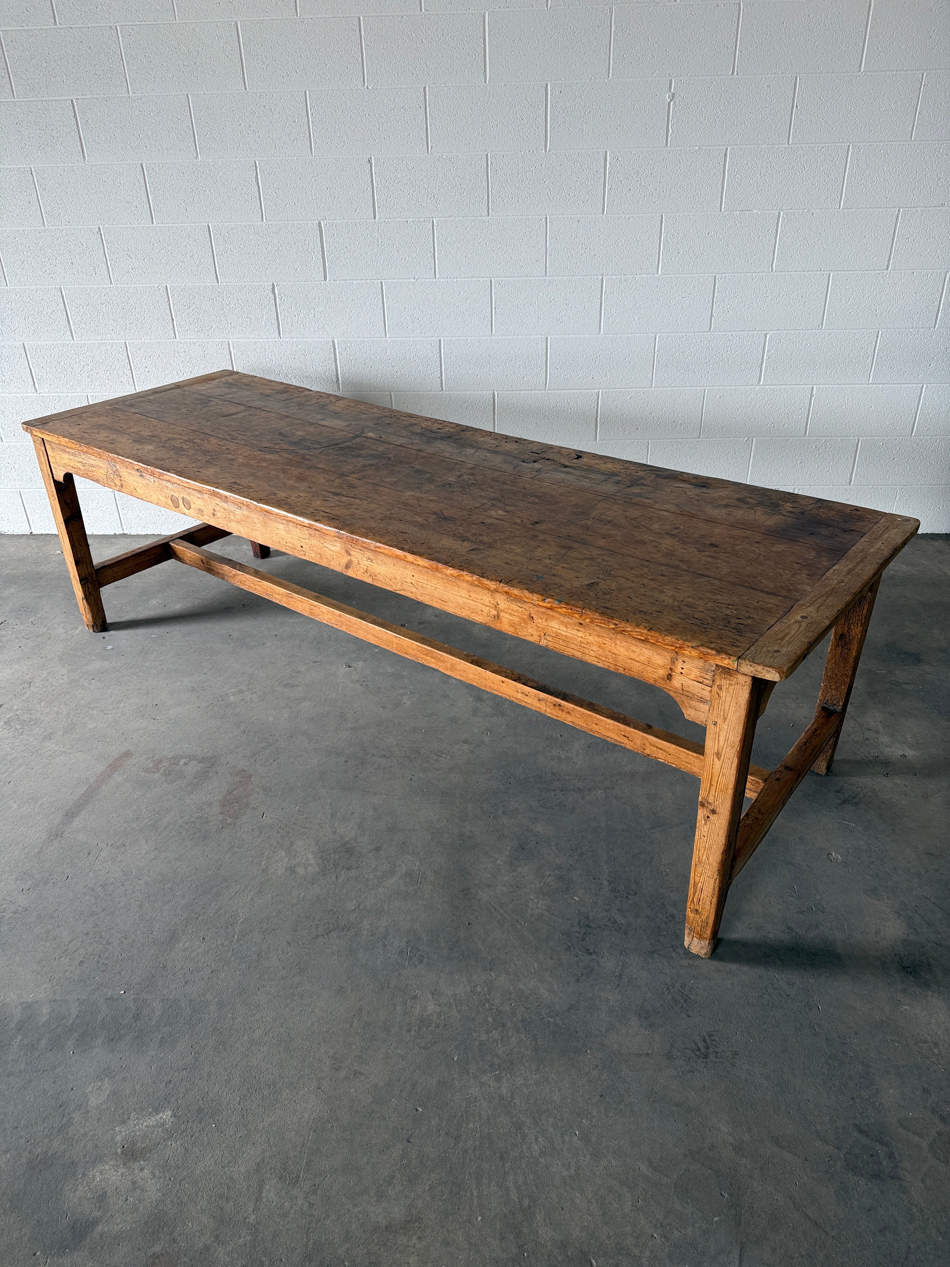 Large antique pine dining table