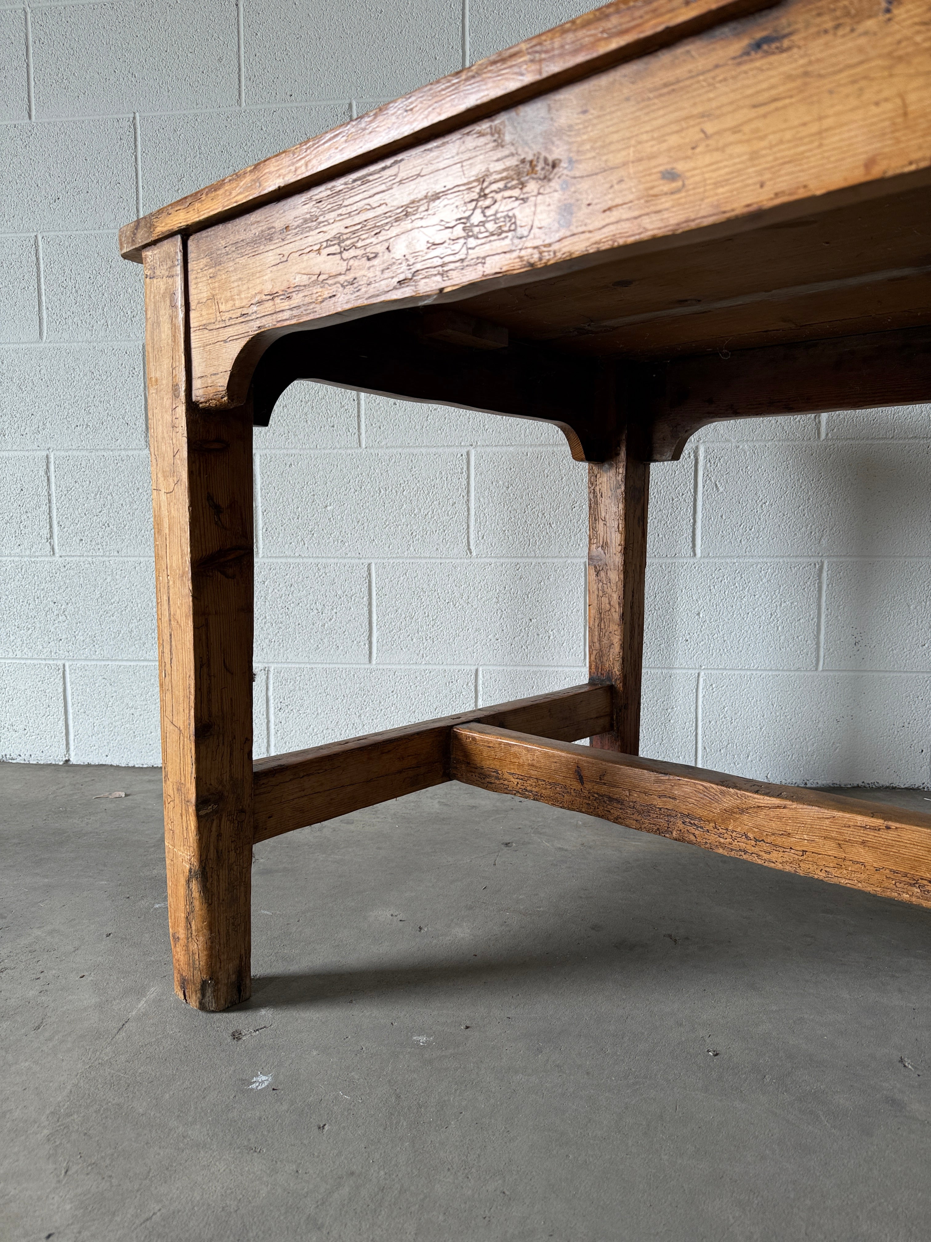 Large antique pine dining table