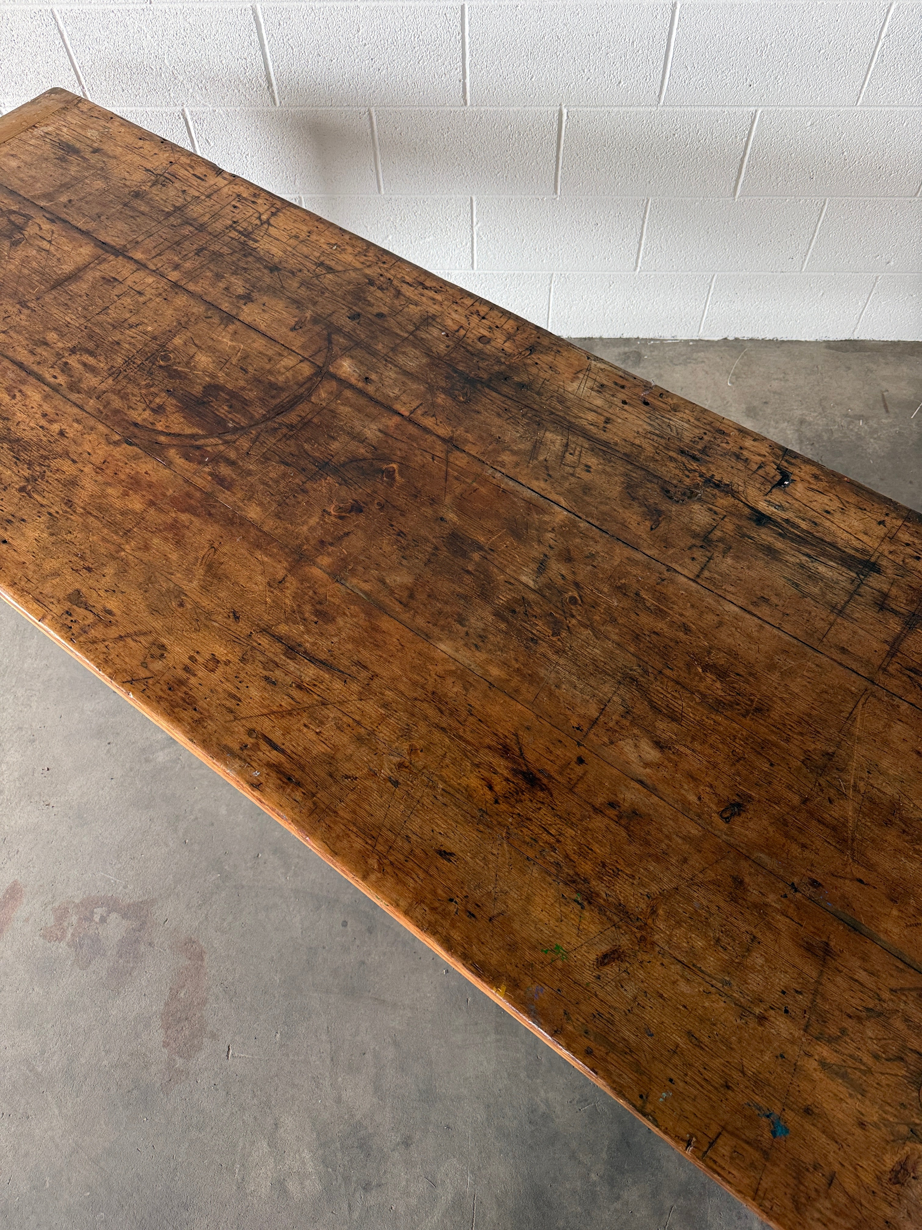 Large antique pine dining table