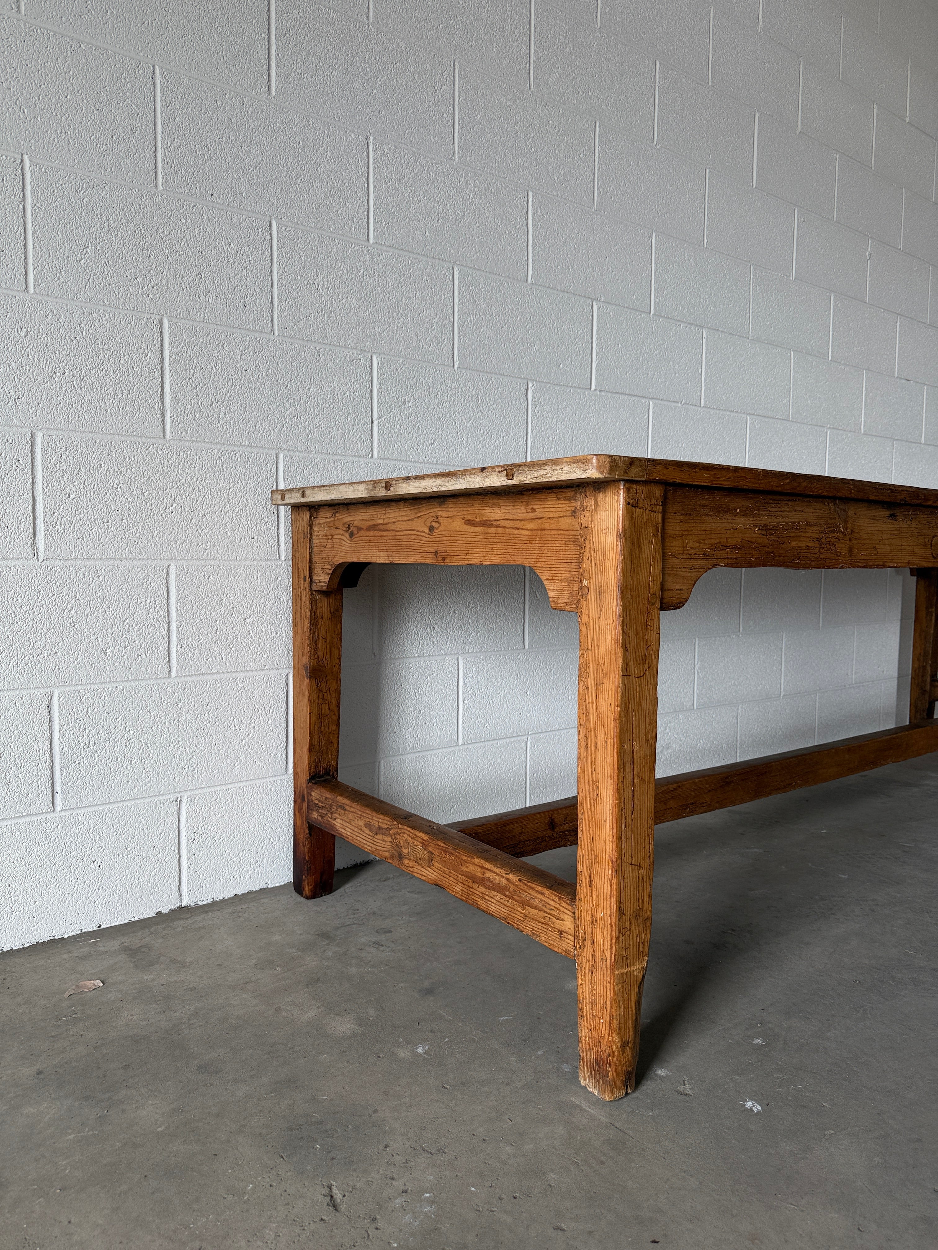 Large antique pine dining table