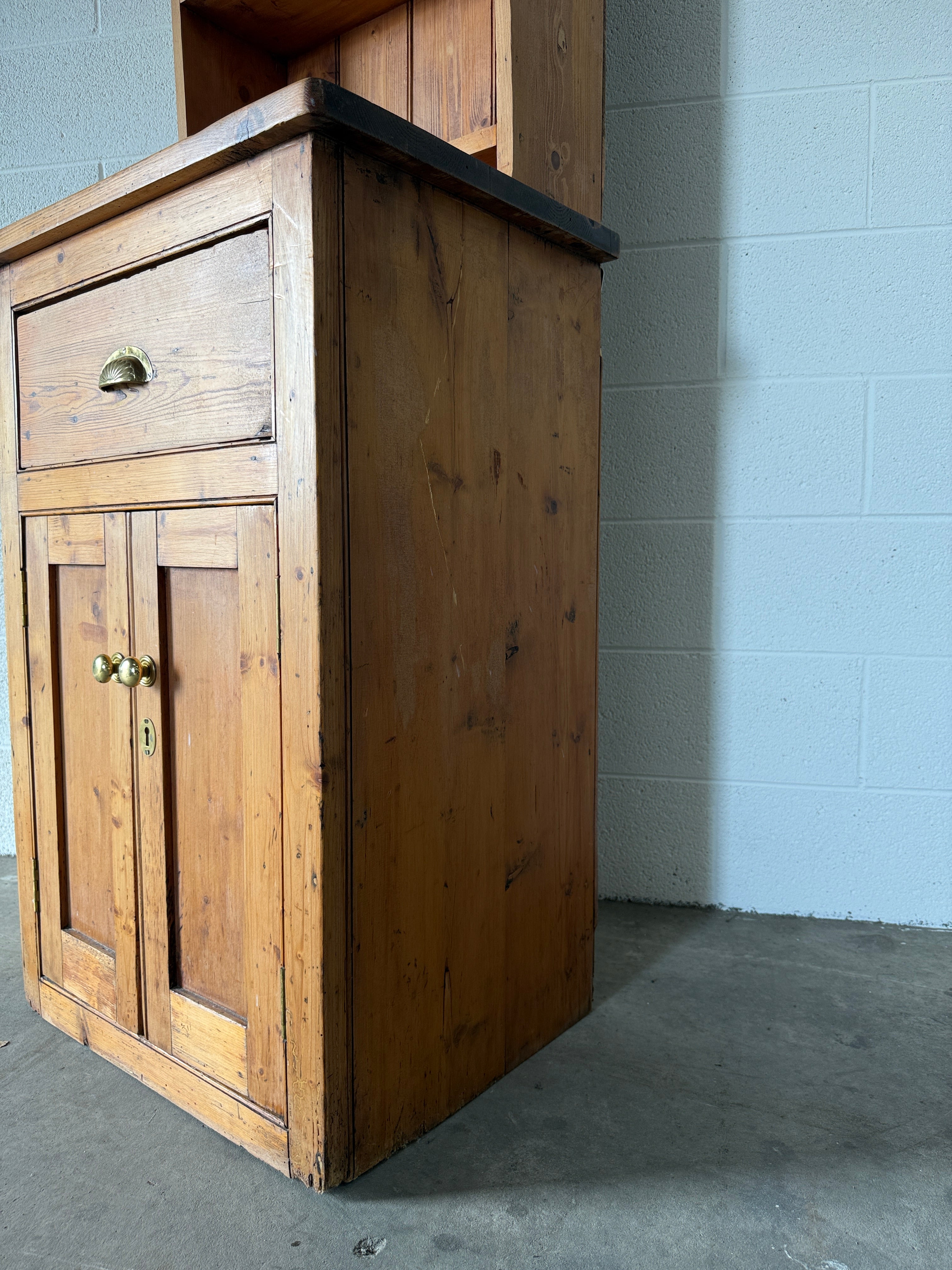 Skinny antique pine kitchen dresser