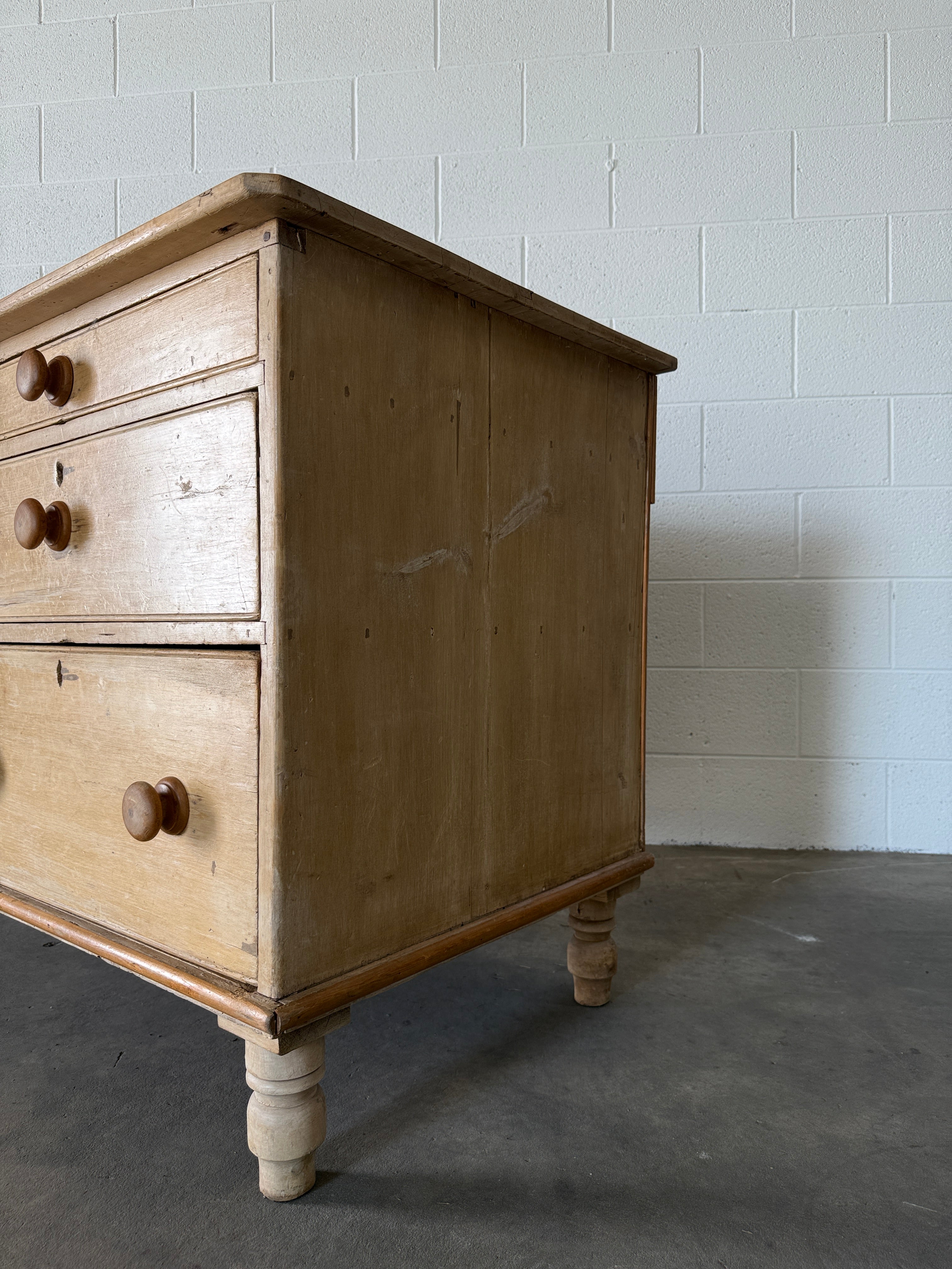 Antique pine six drawer sideboard