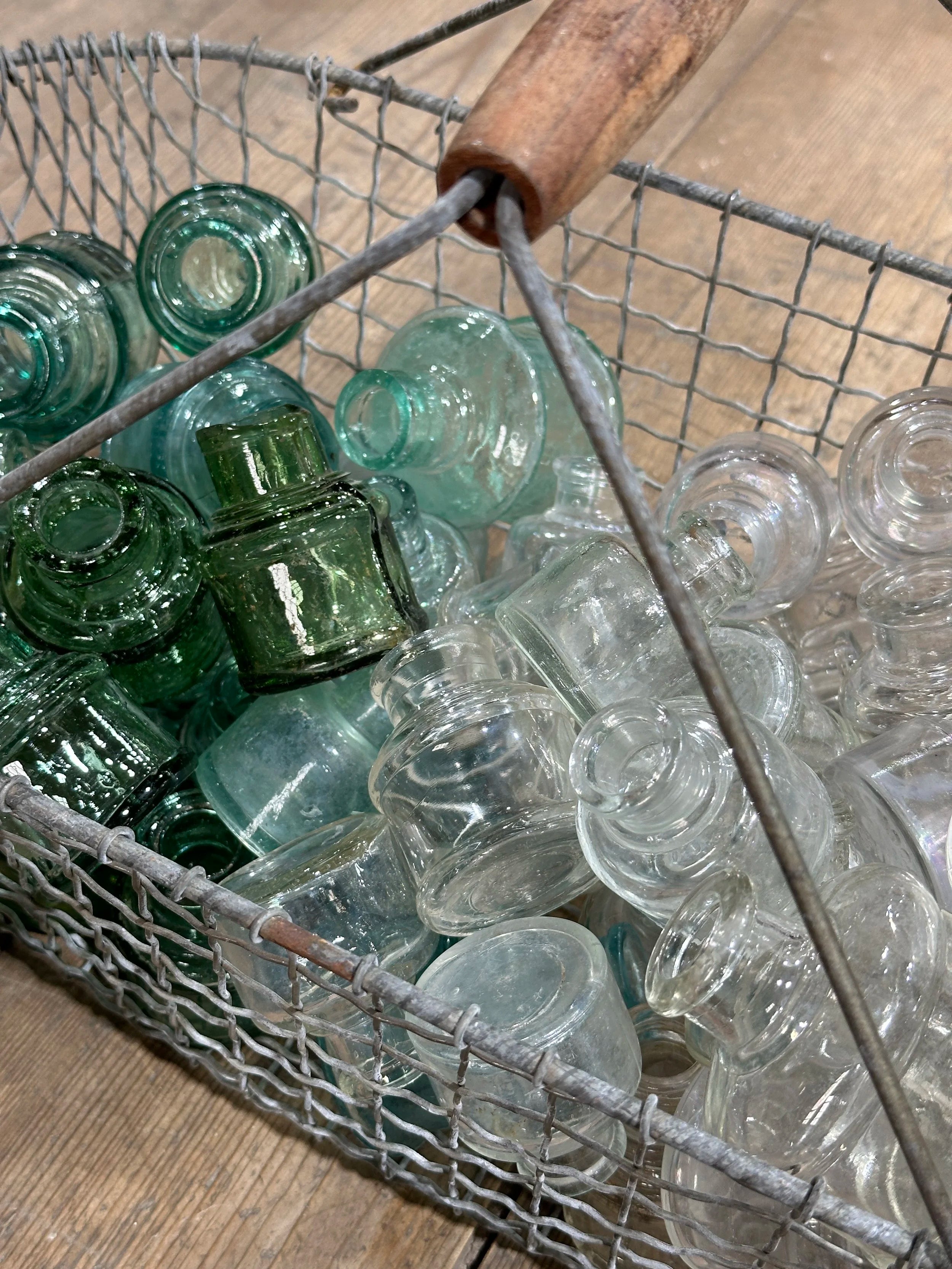 Antique glass ink wells