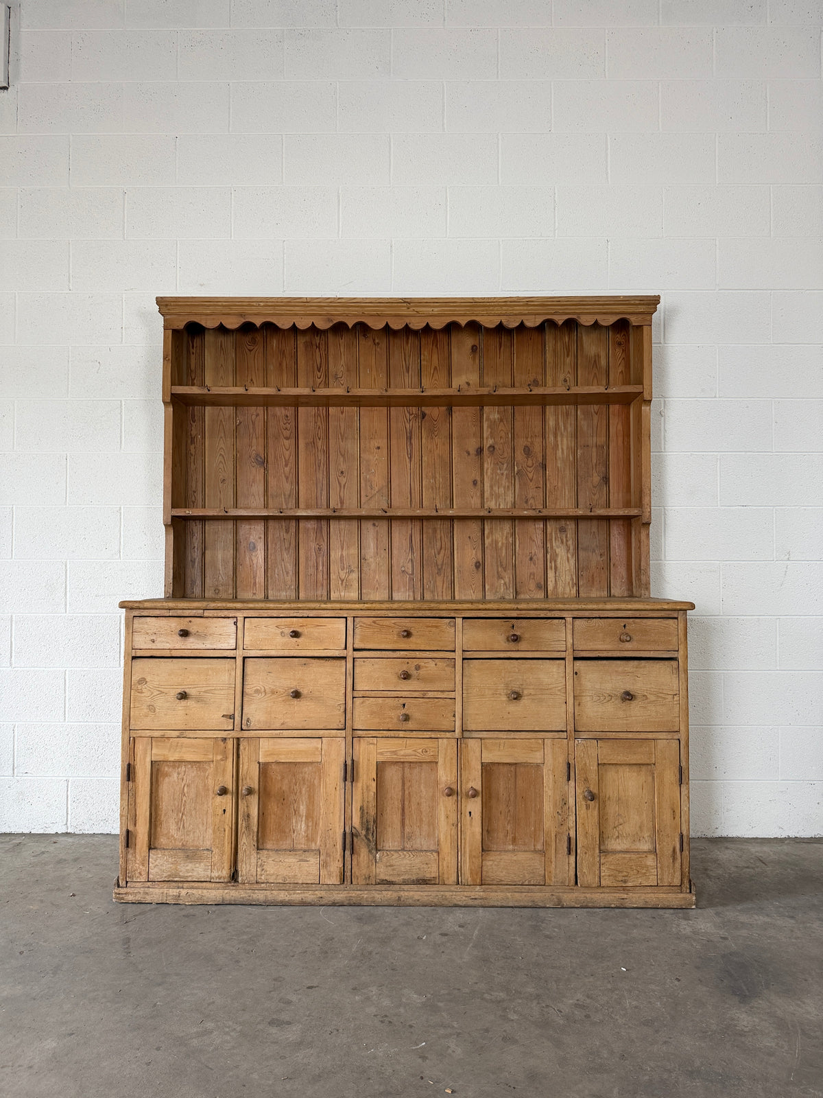 Antique pine dresser with unusual drawers