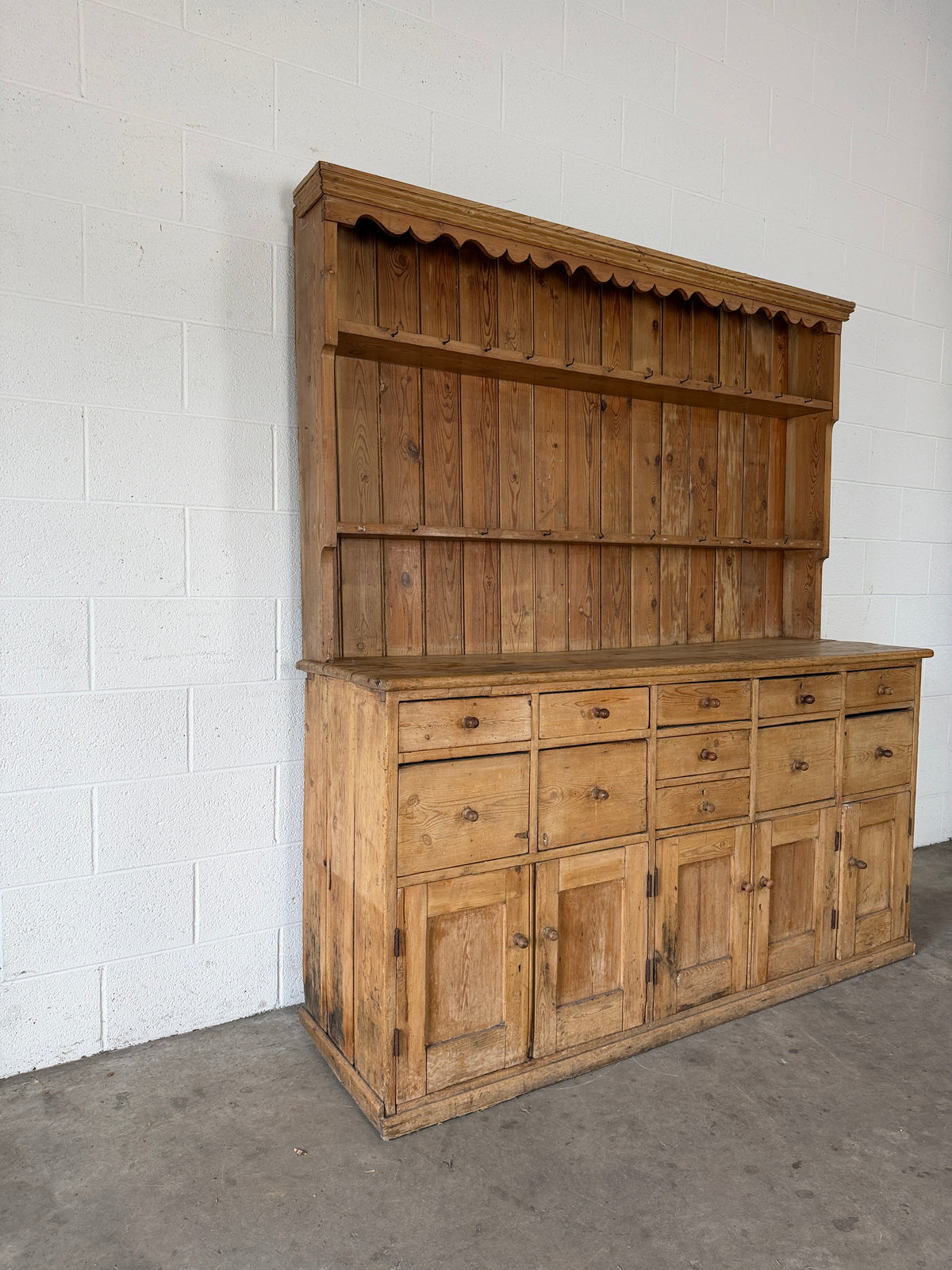 Antique pine dresser with unusual drawers