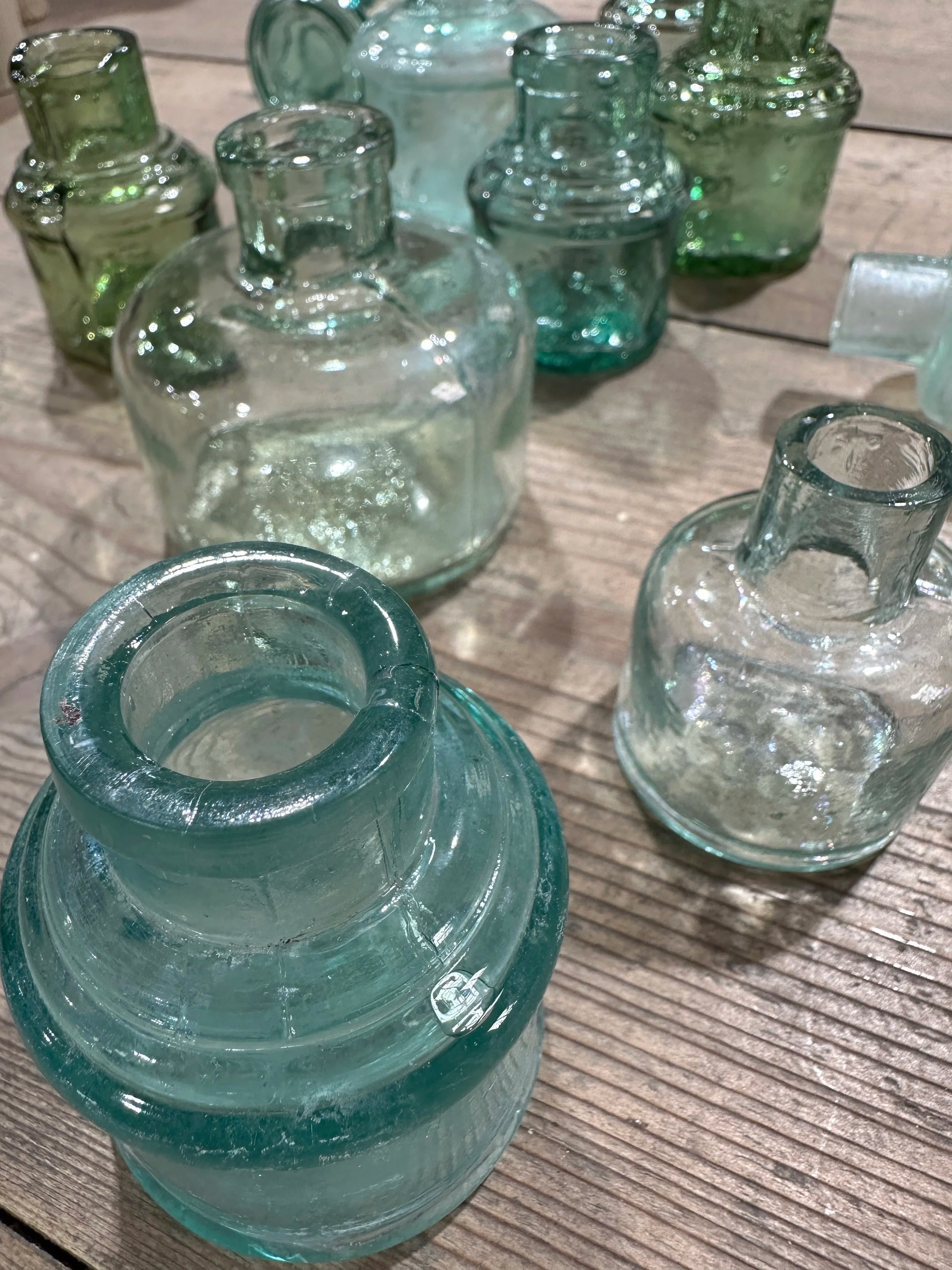 Antique glass ink wells