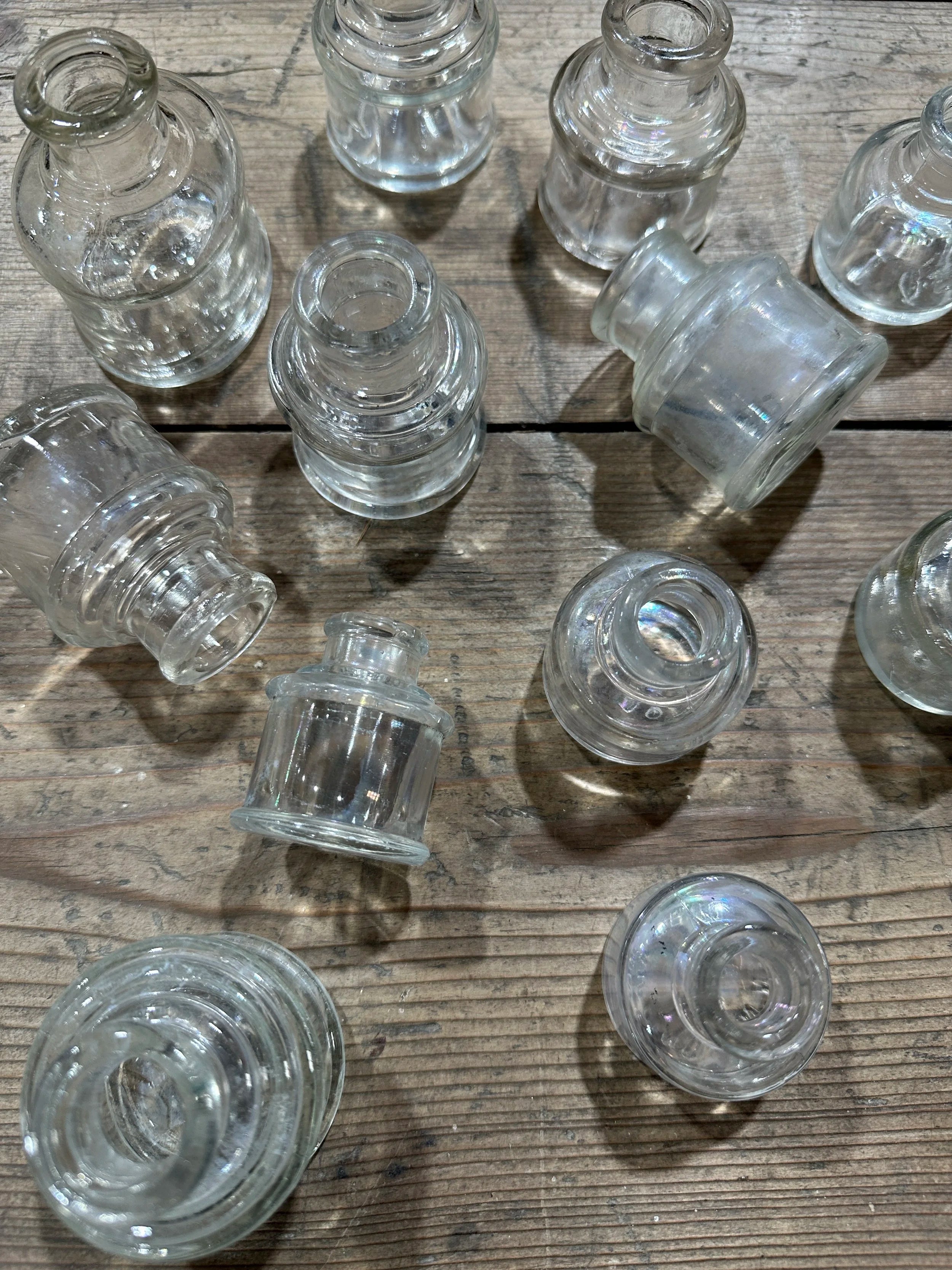 Antique glass ink wells