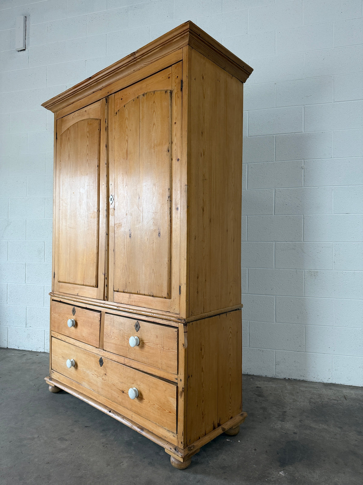 Victorian pine linen press