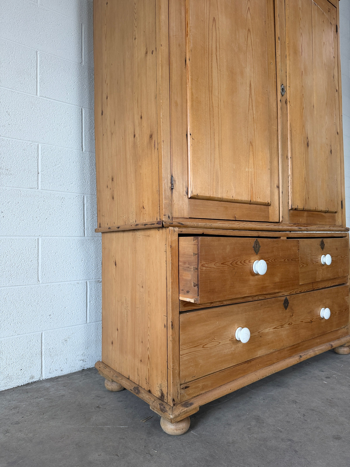 Victorian pine linen press
