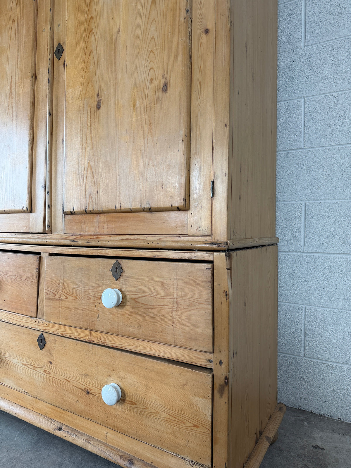 Victorian pine linen press