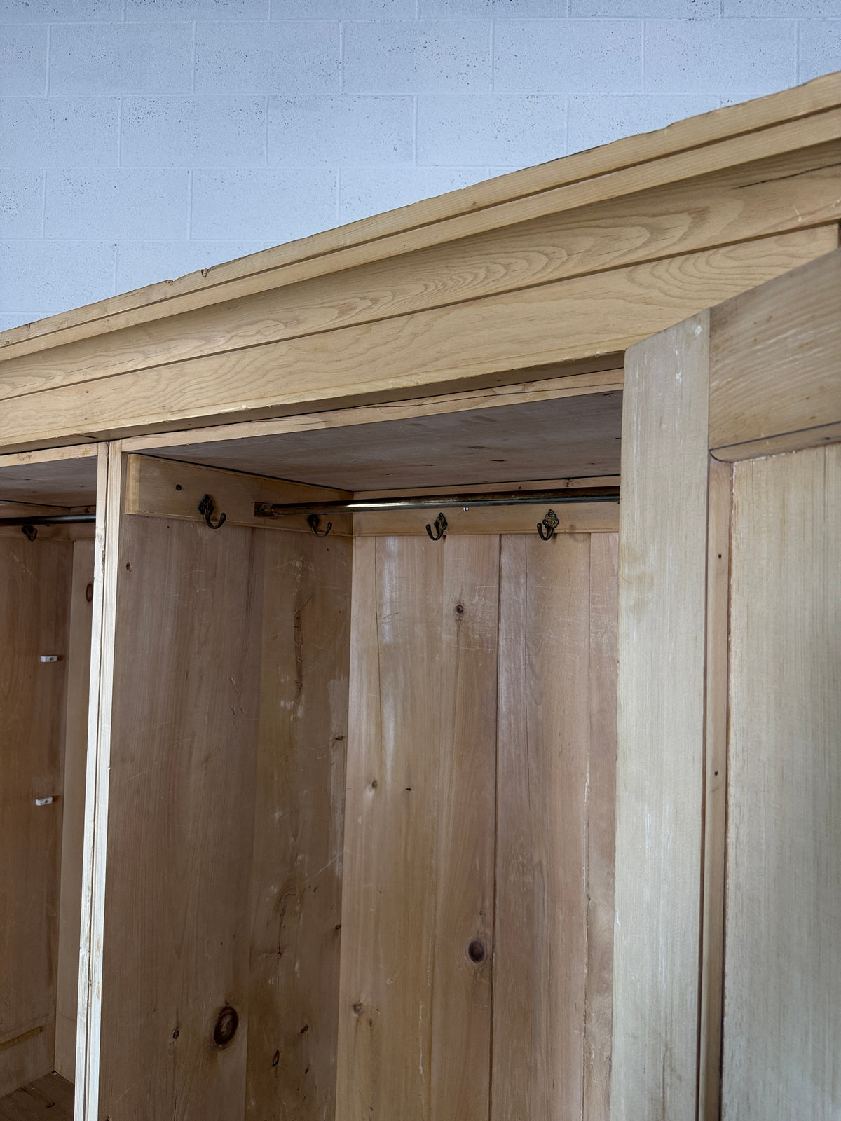 Incredible antique pine double wardrobe