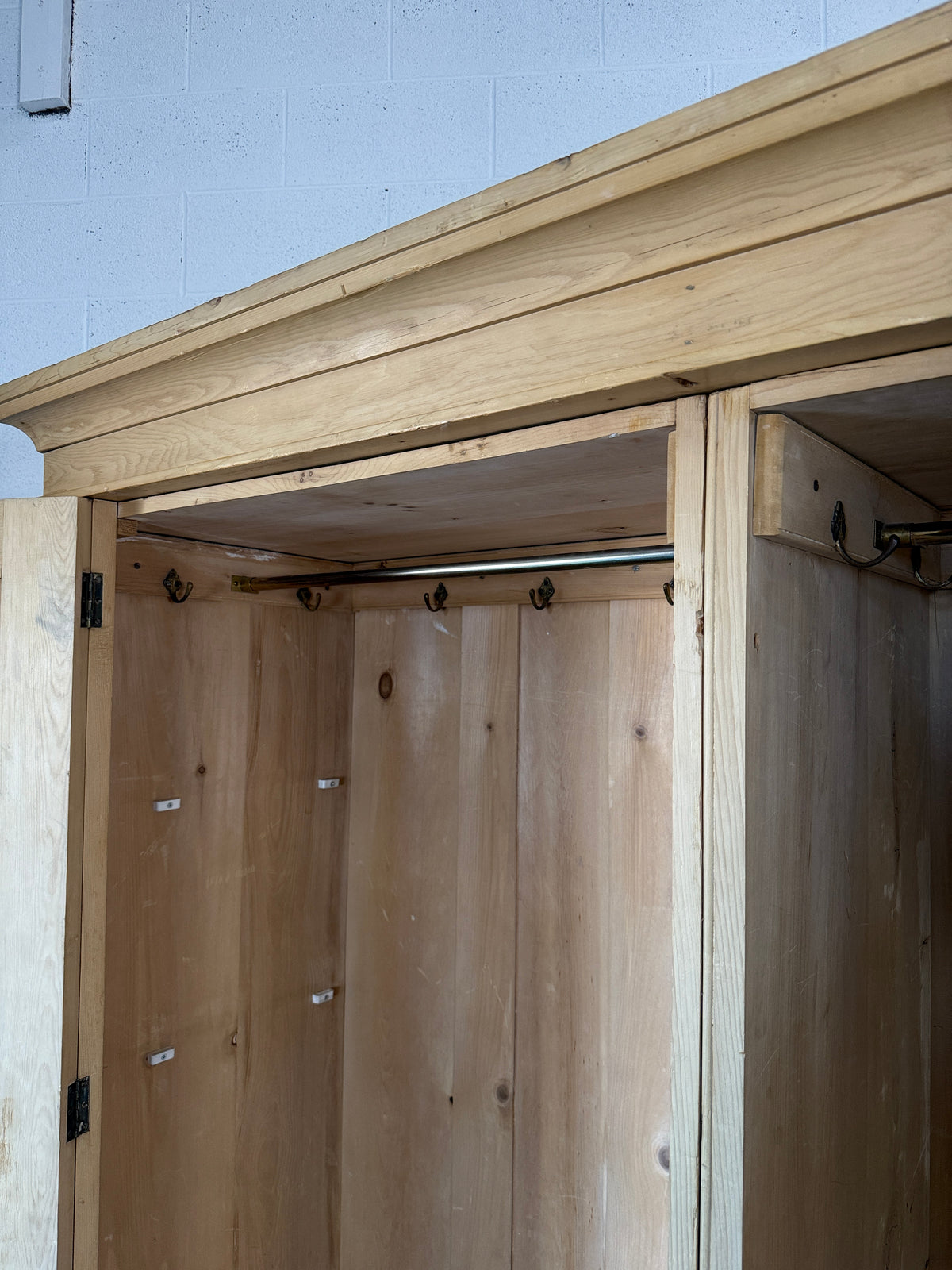 Incredible antique pine double wardrobe