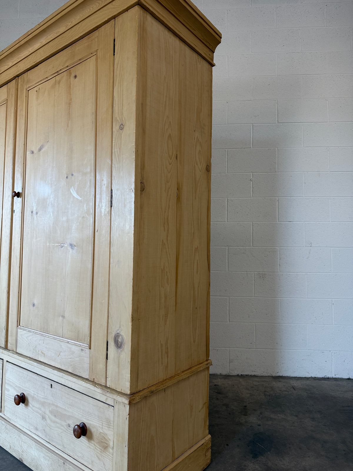 Incredible antique pine double wardrobe
