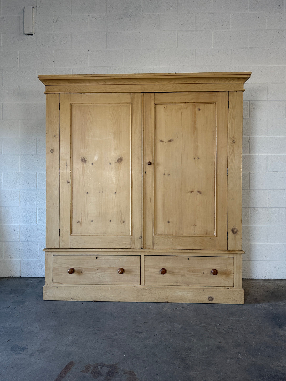 Incredible antique pine double wardrobe