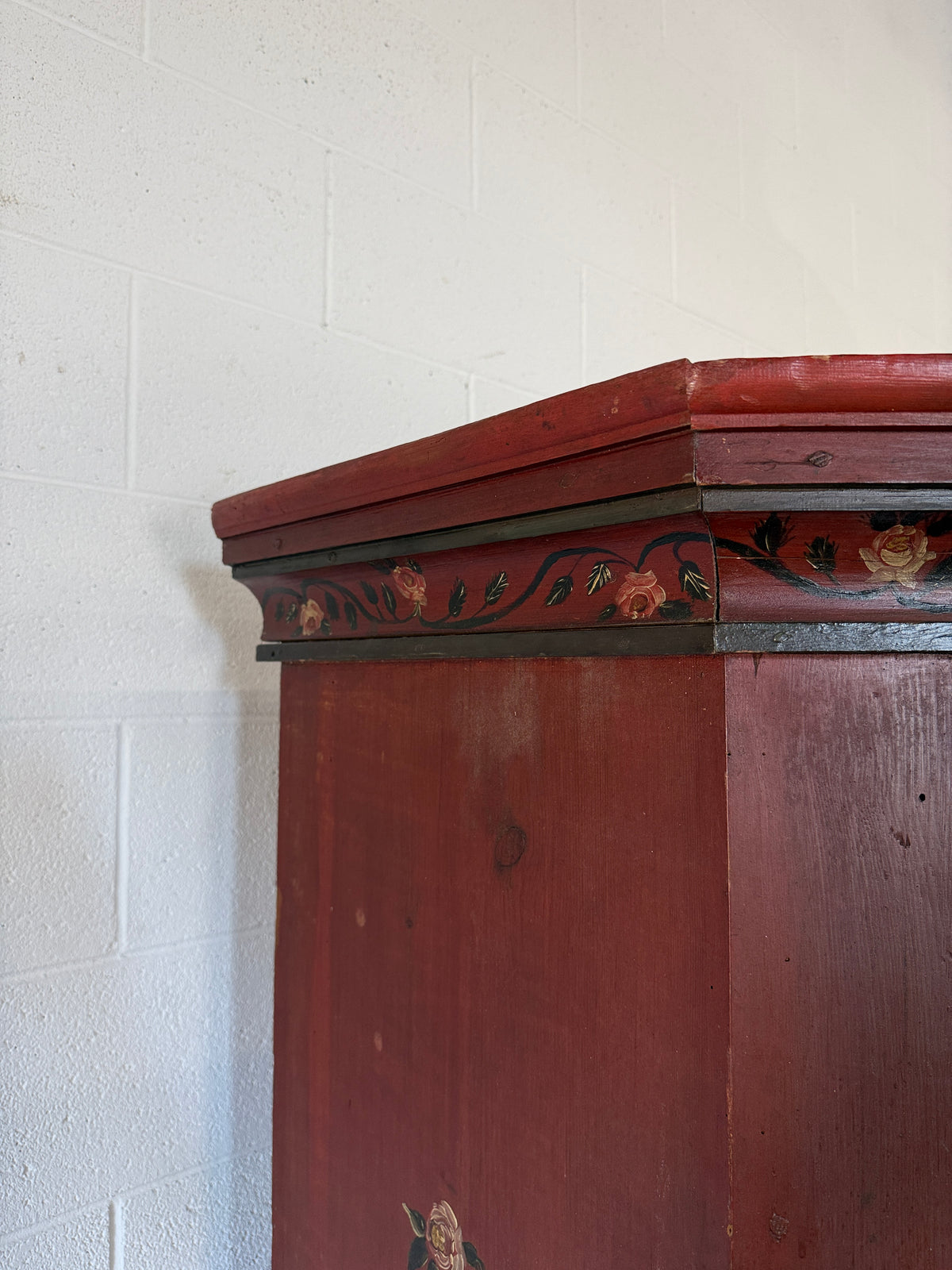 Wide antique pine marriage cupboard