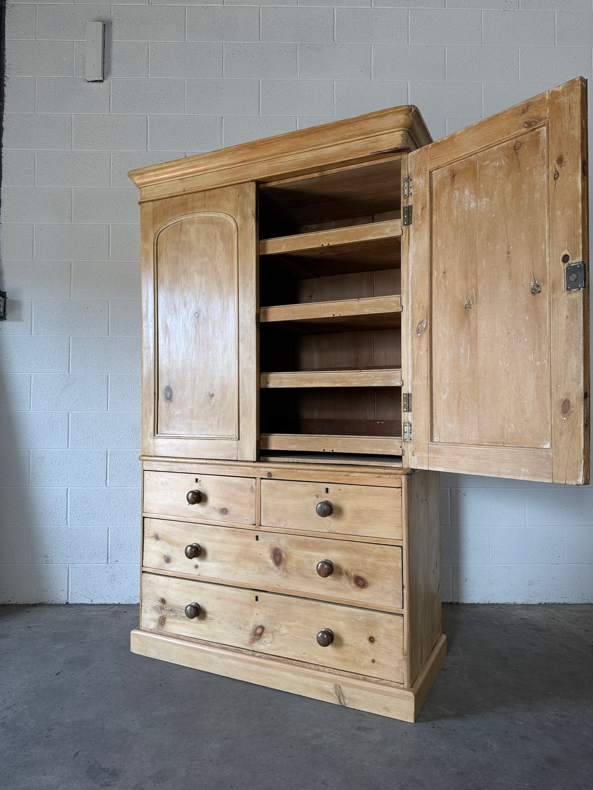 Antique pine linen press