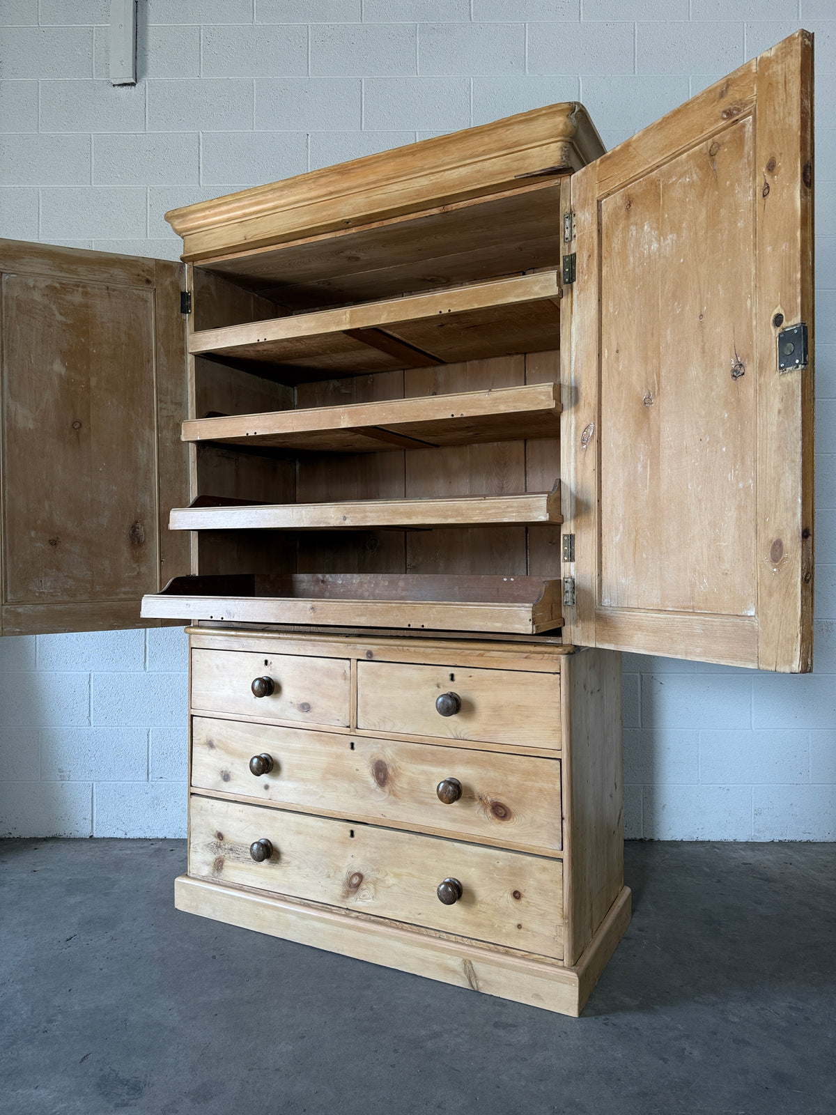 Antique pine linen press