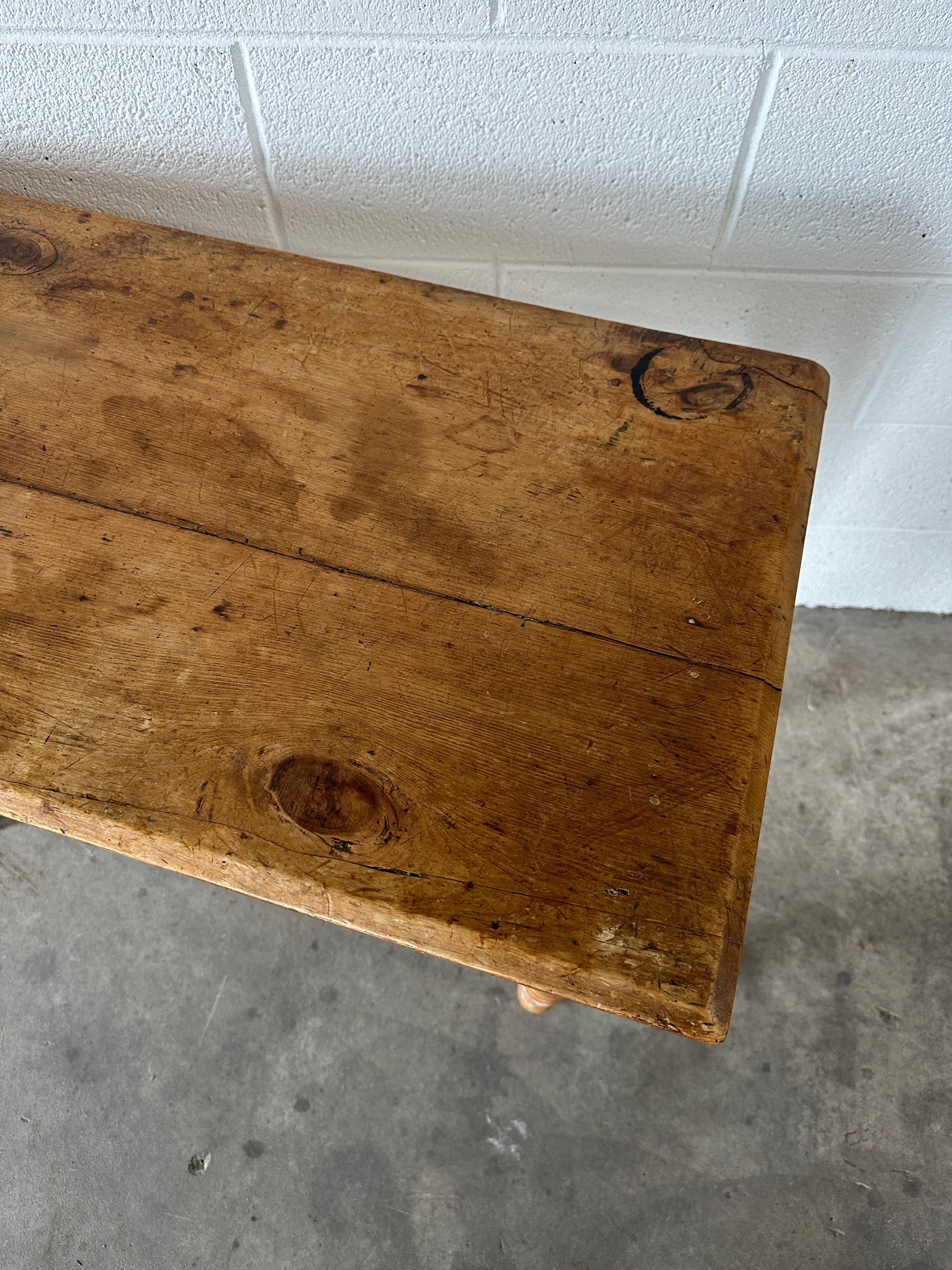 Antique pine side table or washstand with two drawers