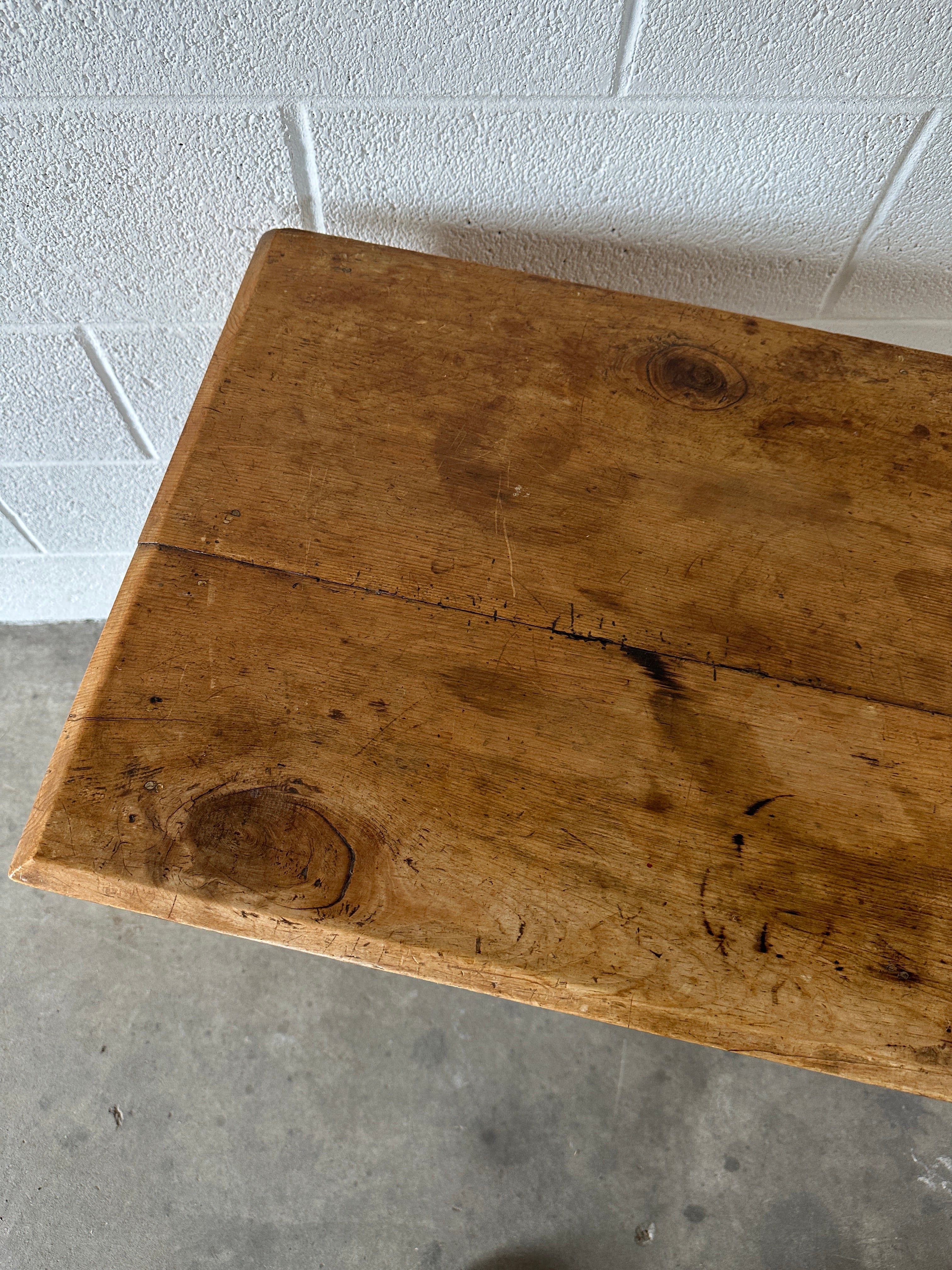 Antique pine side table or washstand with two drawers