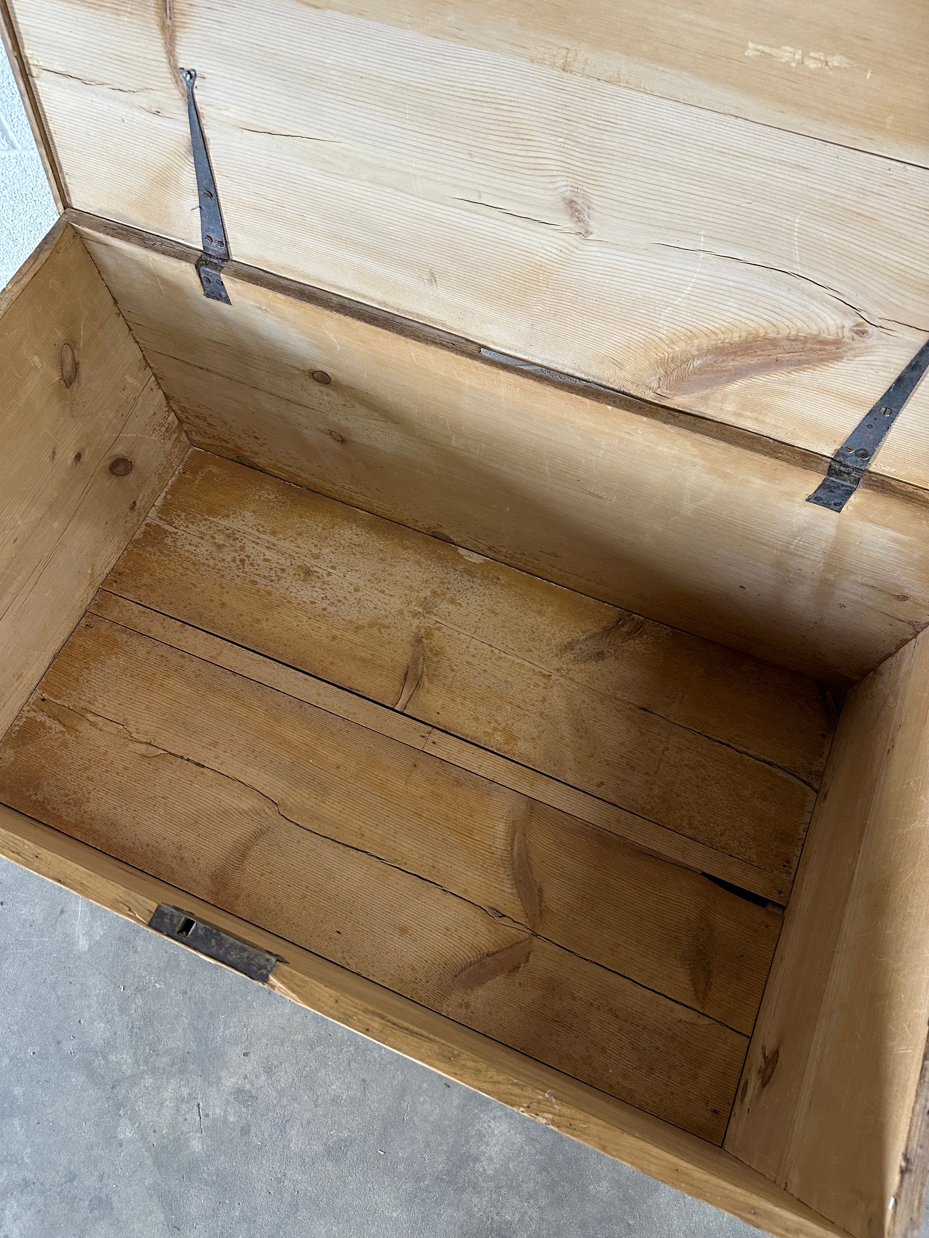 Antique English pine mule chest