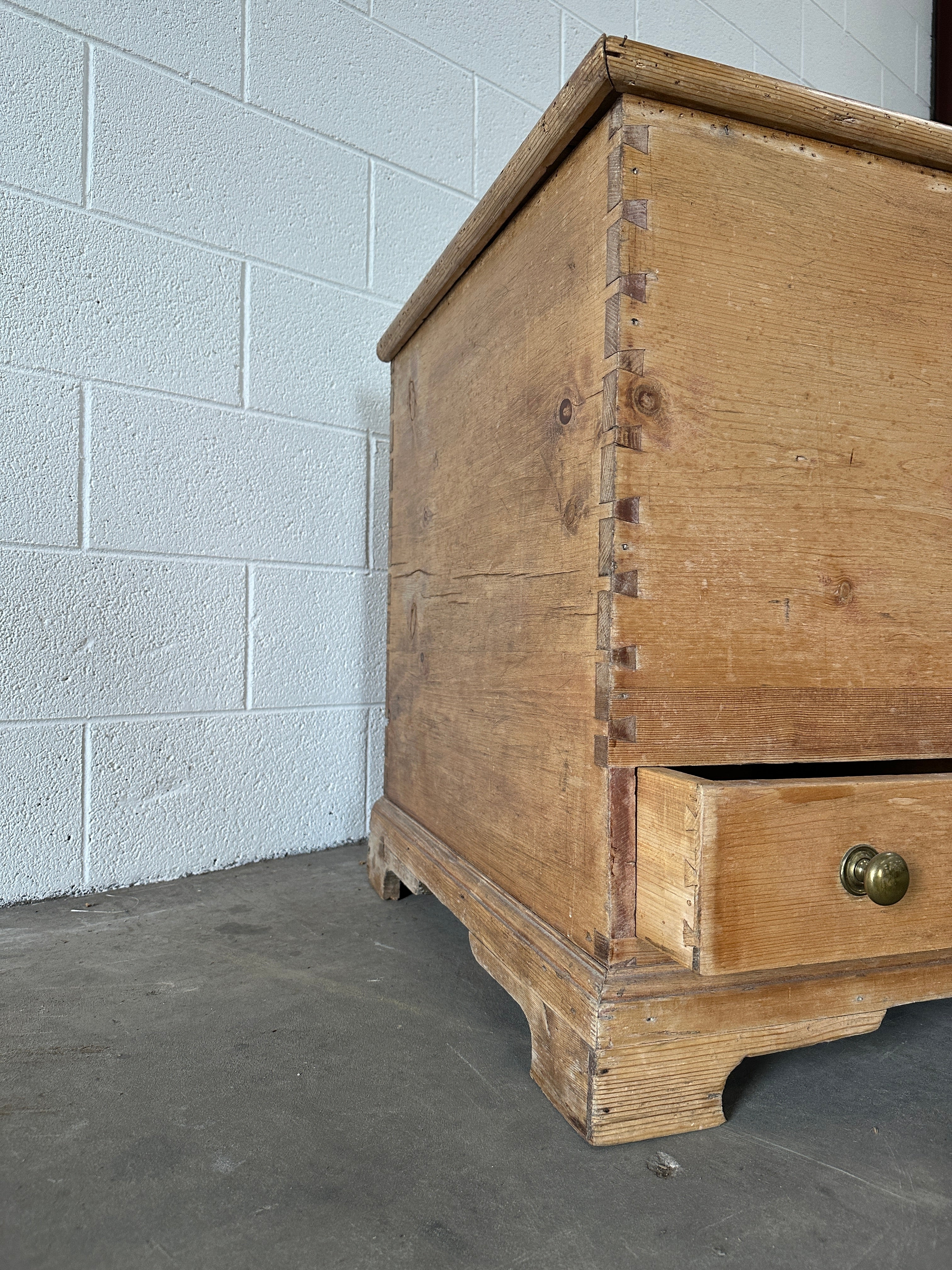 Antique English pine mule chest