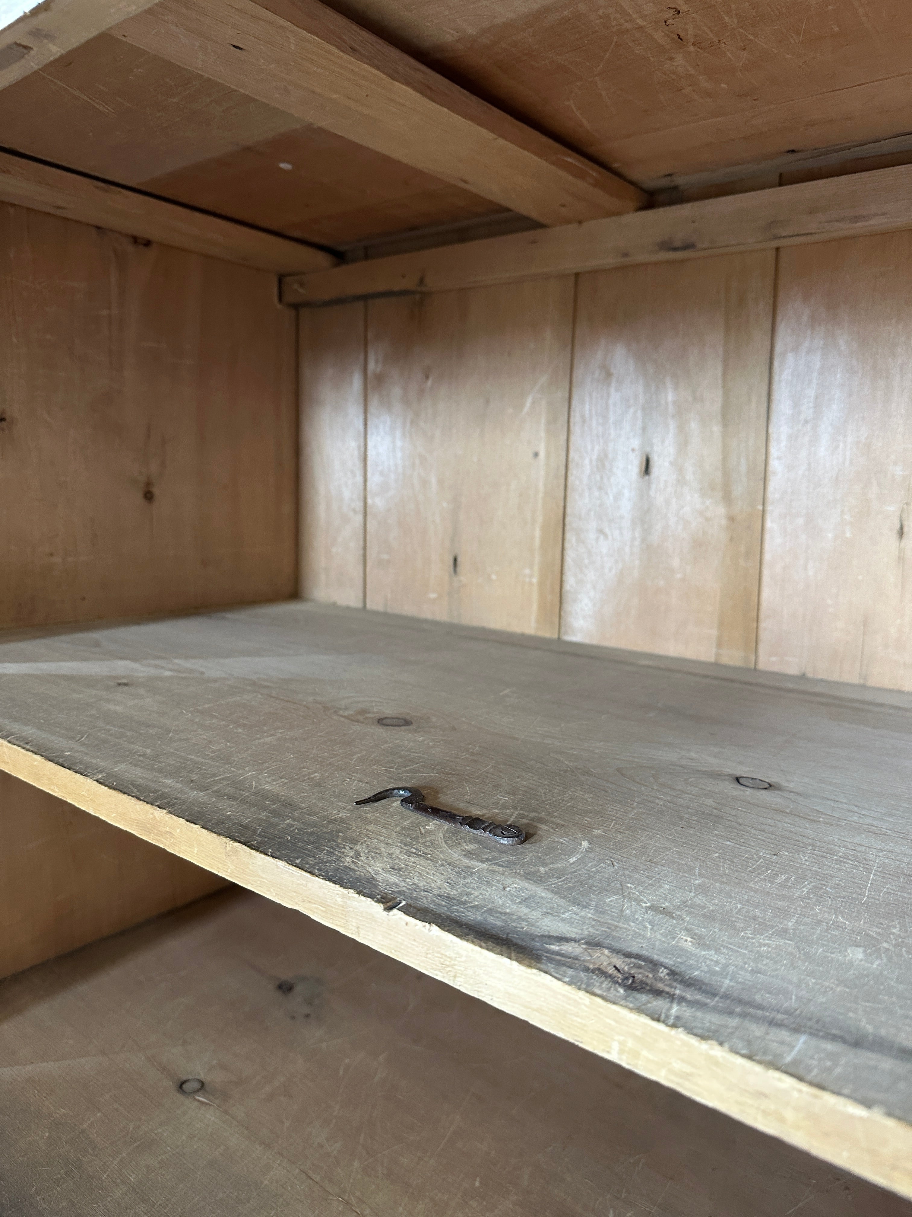 19th century English pine press or linen cupboard