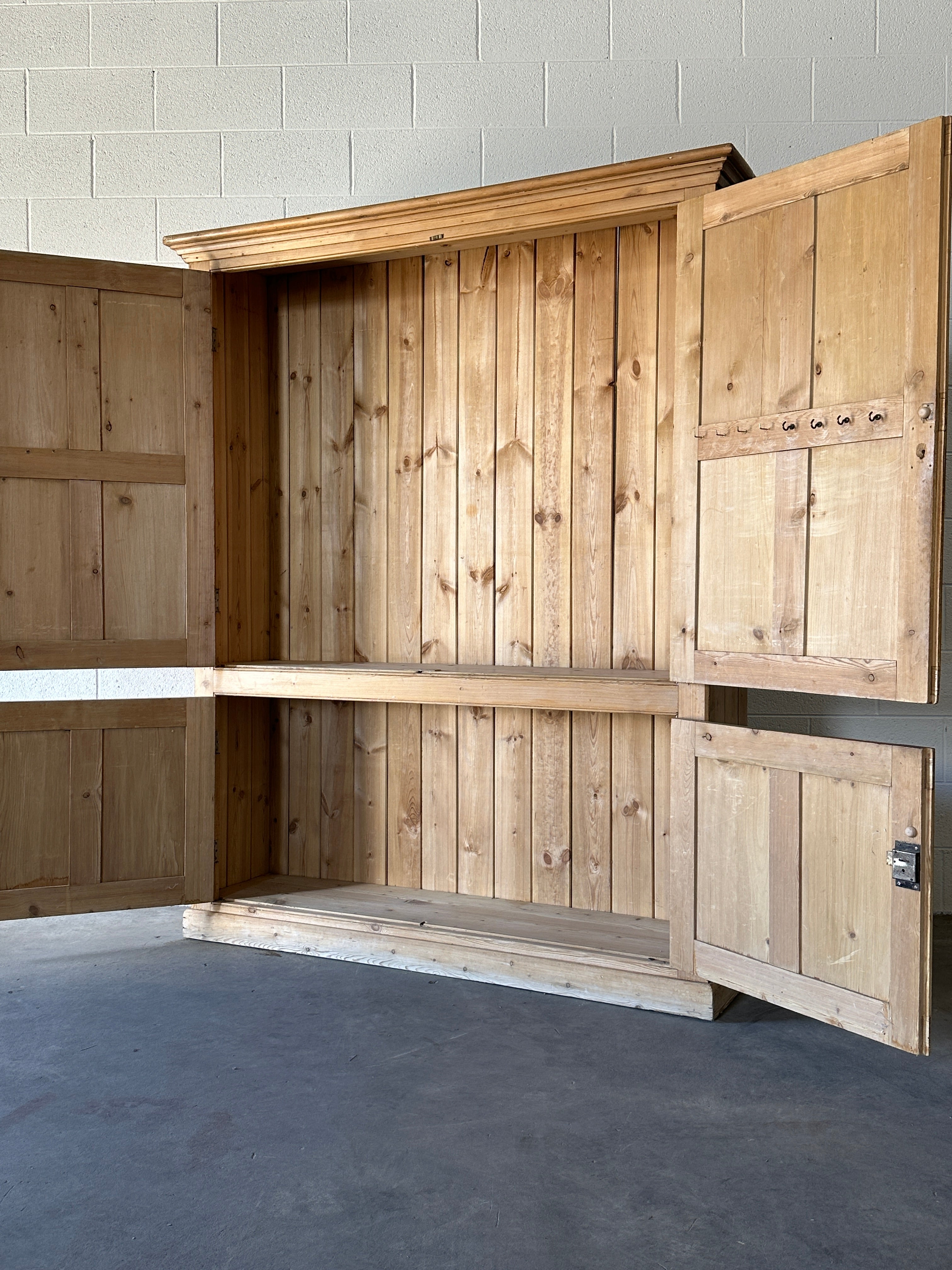 English pine cupboard with open interior