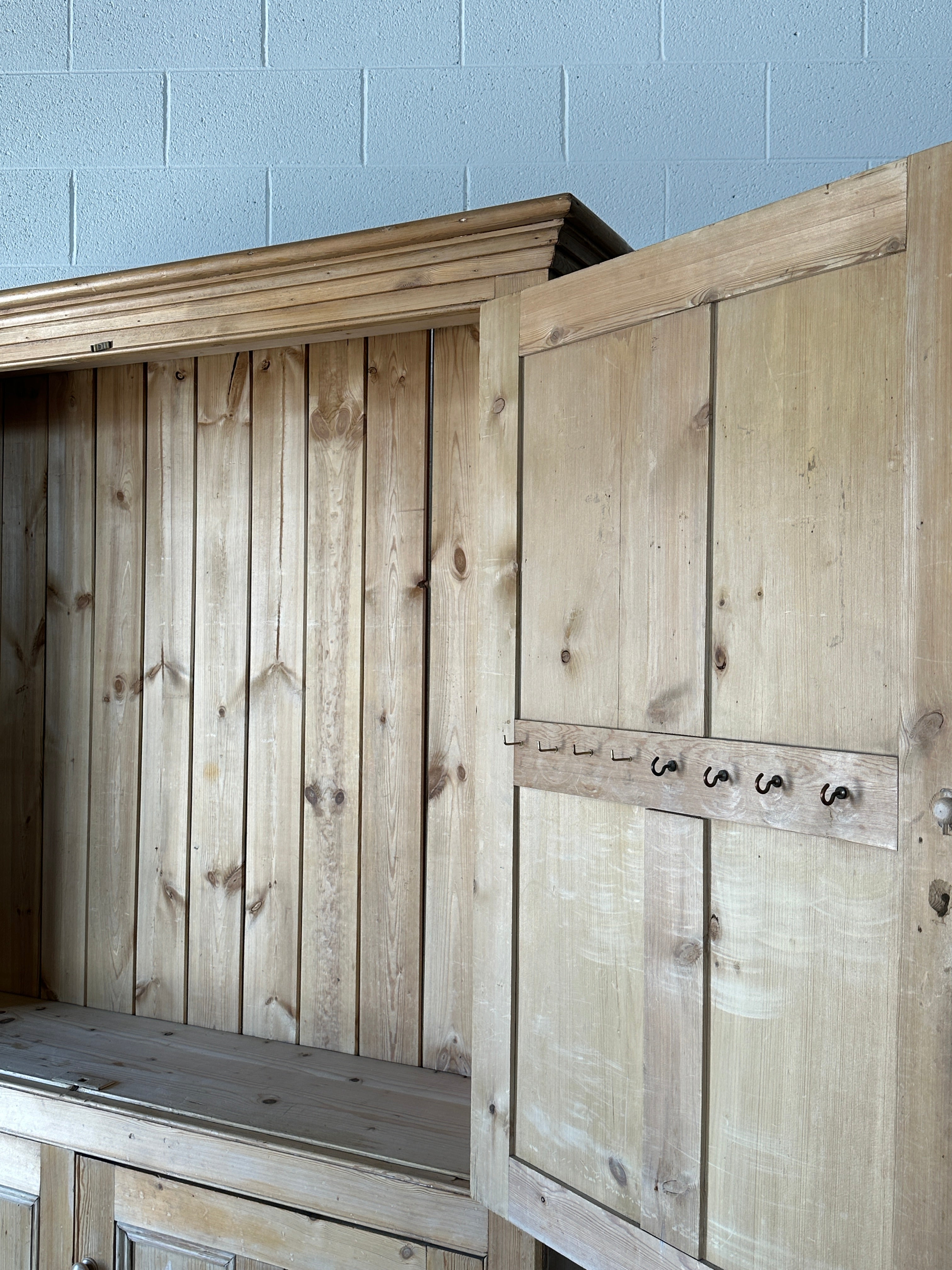 English pine cupboard with open interior