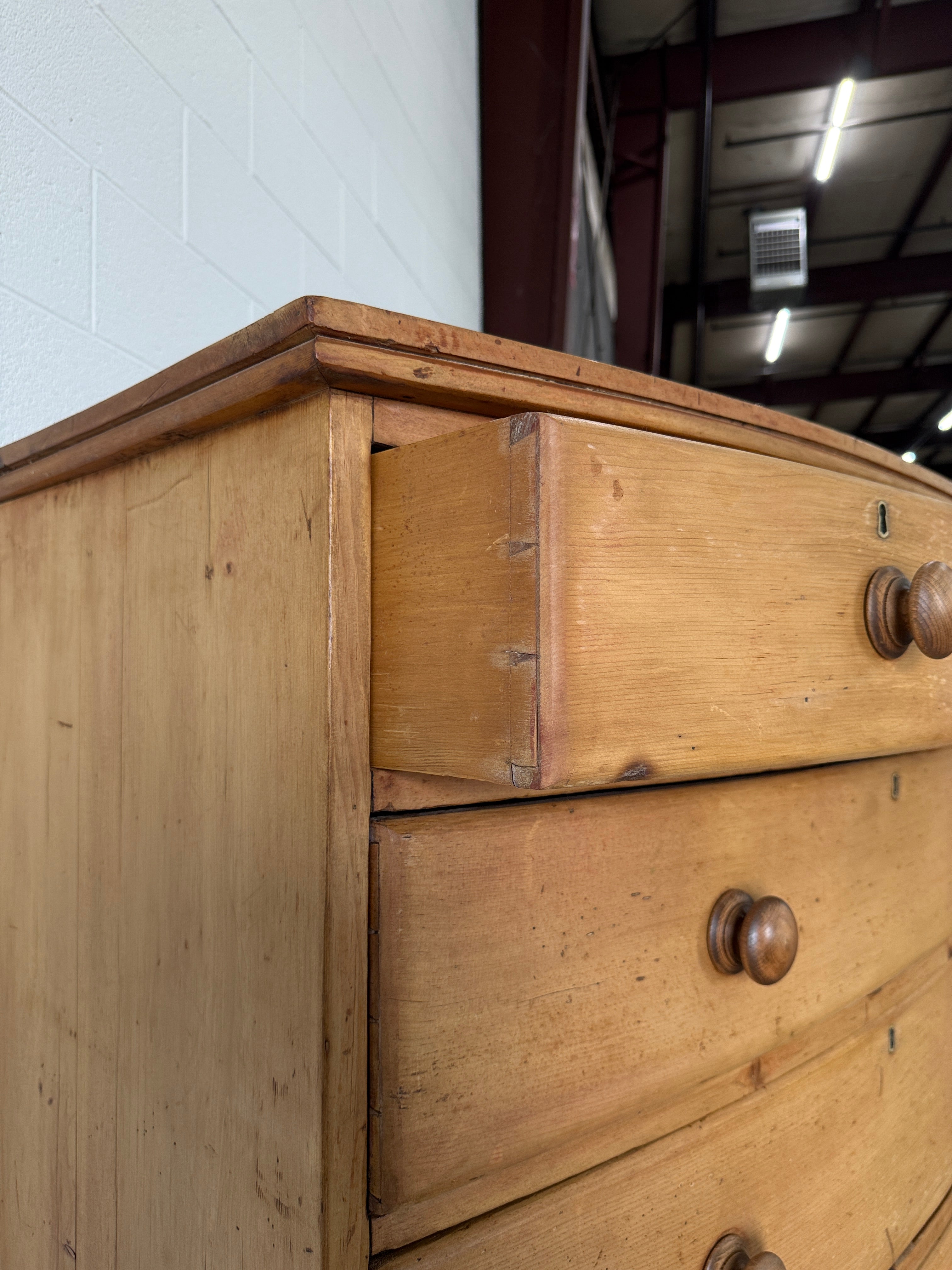 Bowfront antique English drawers