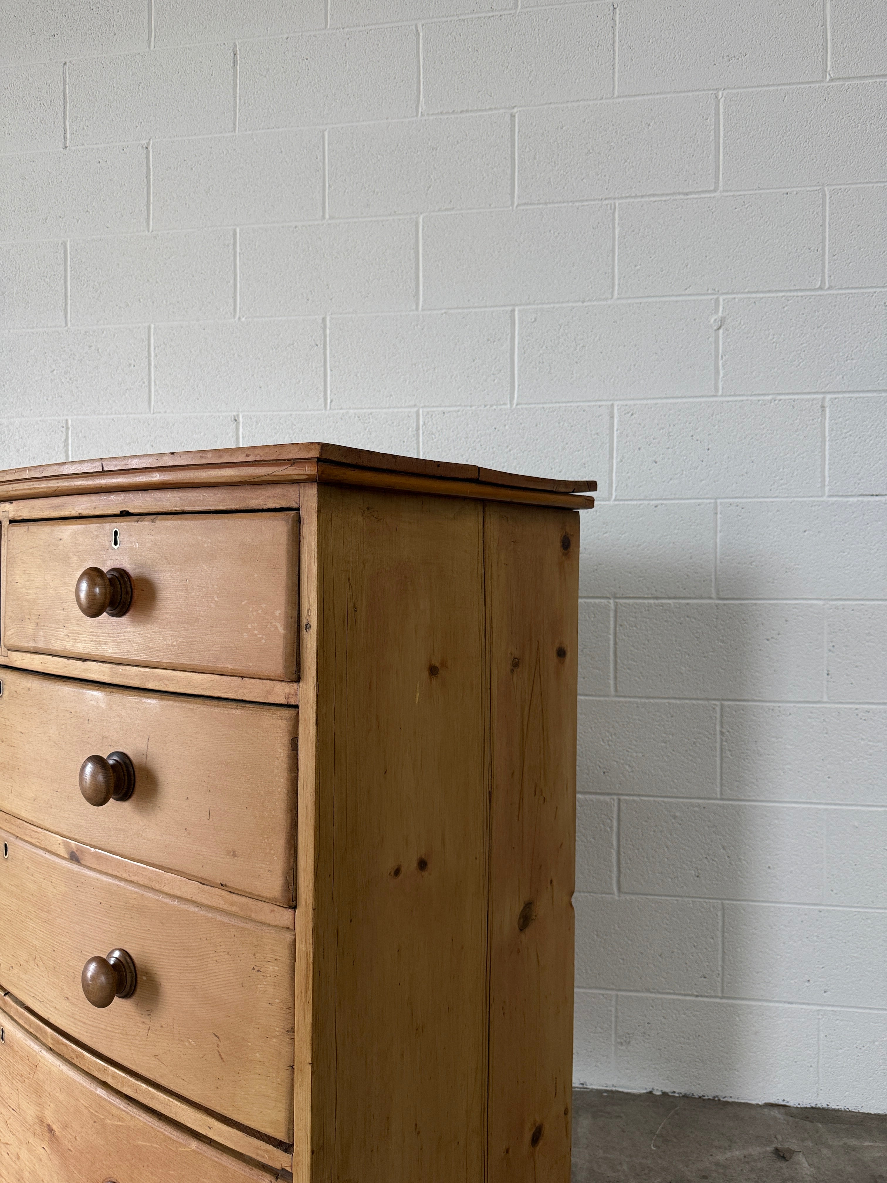 Bowfront antique English drawers