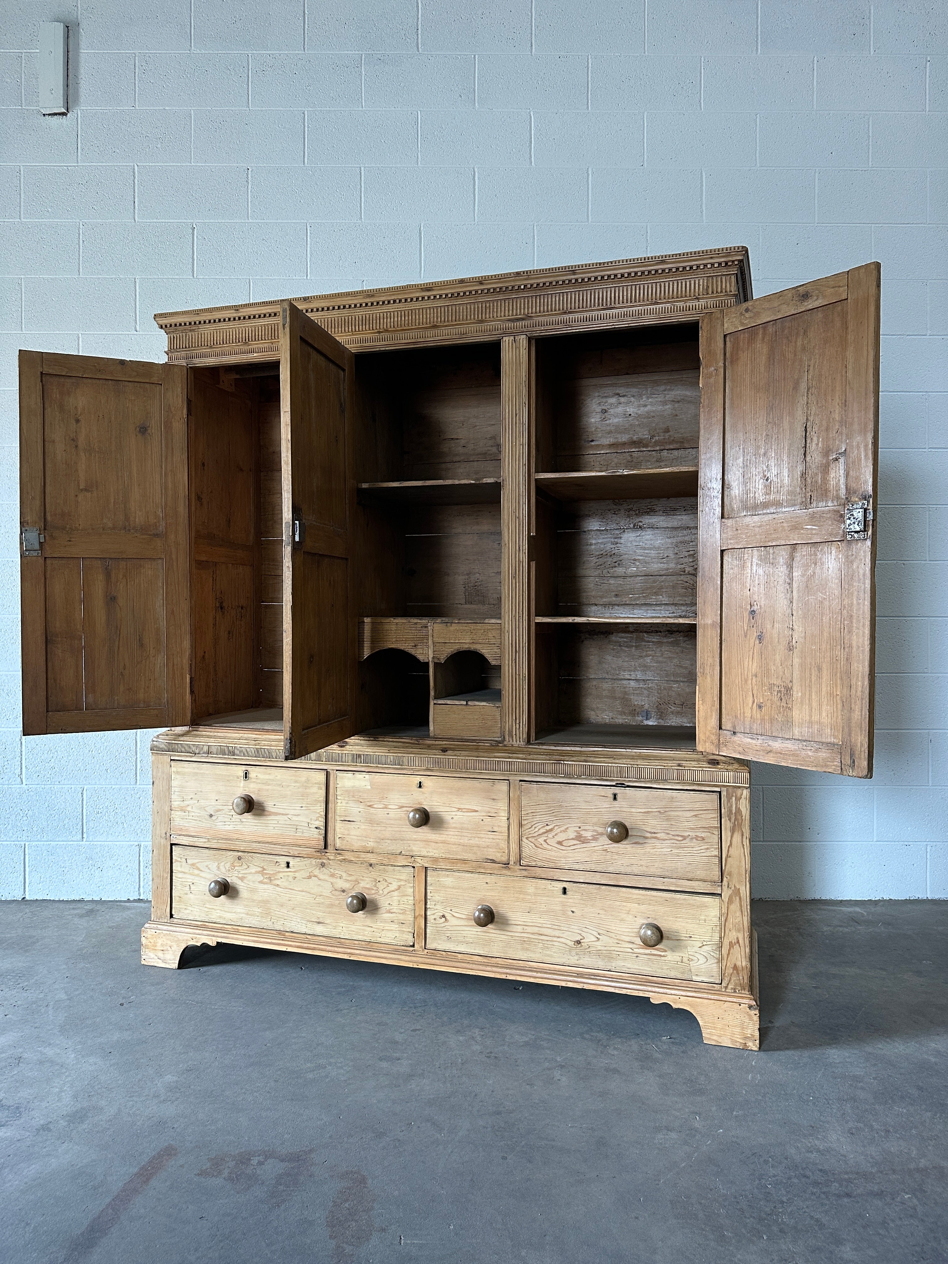 Antique English pine housekeeper’s cupboard