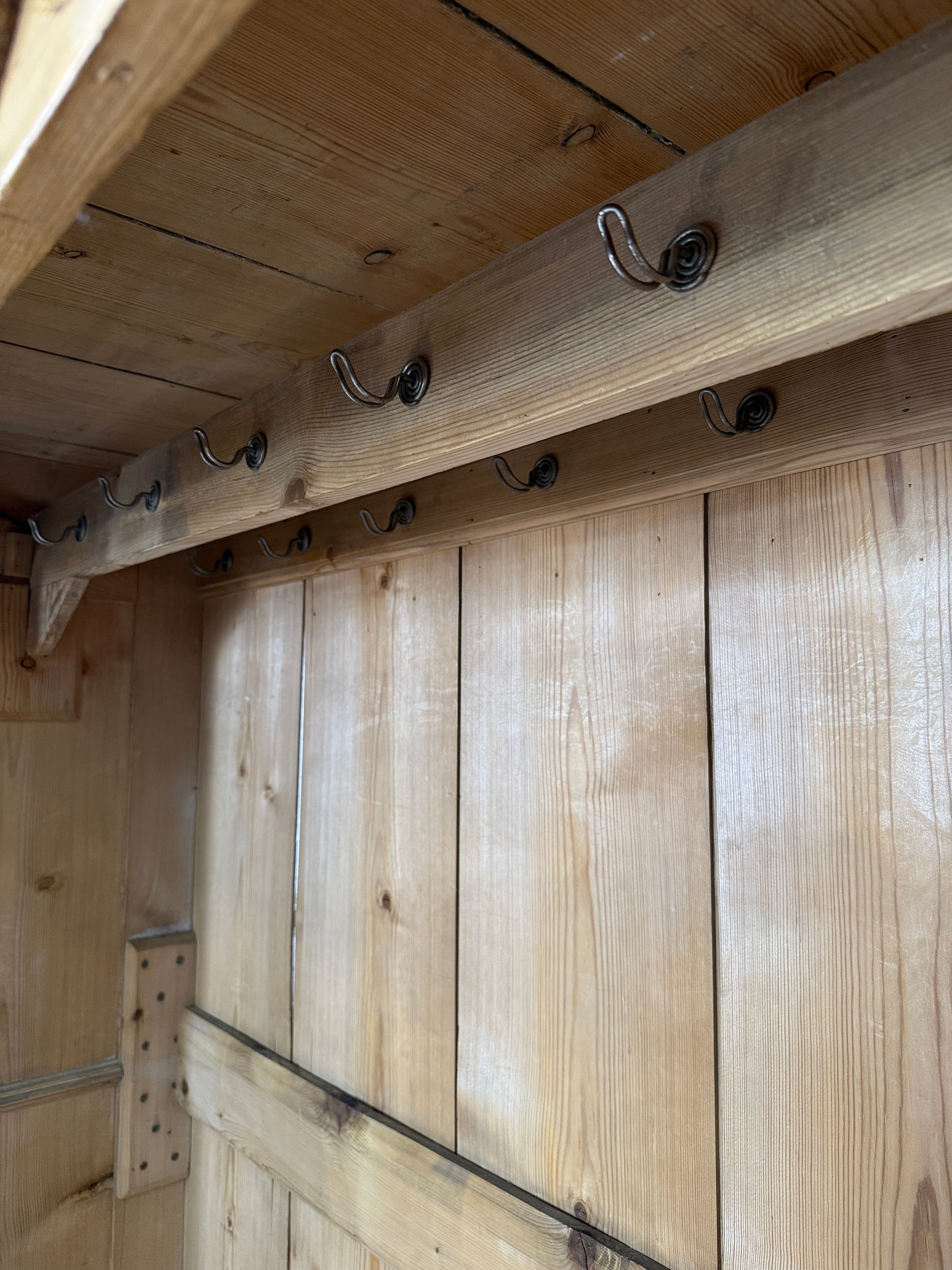 Stunning antique pine wardrobe with detailed trim