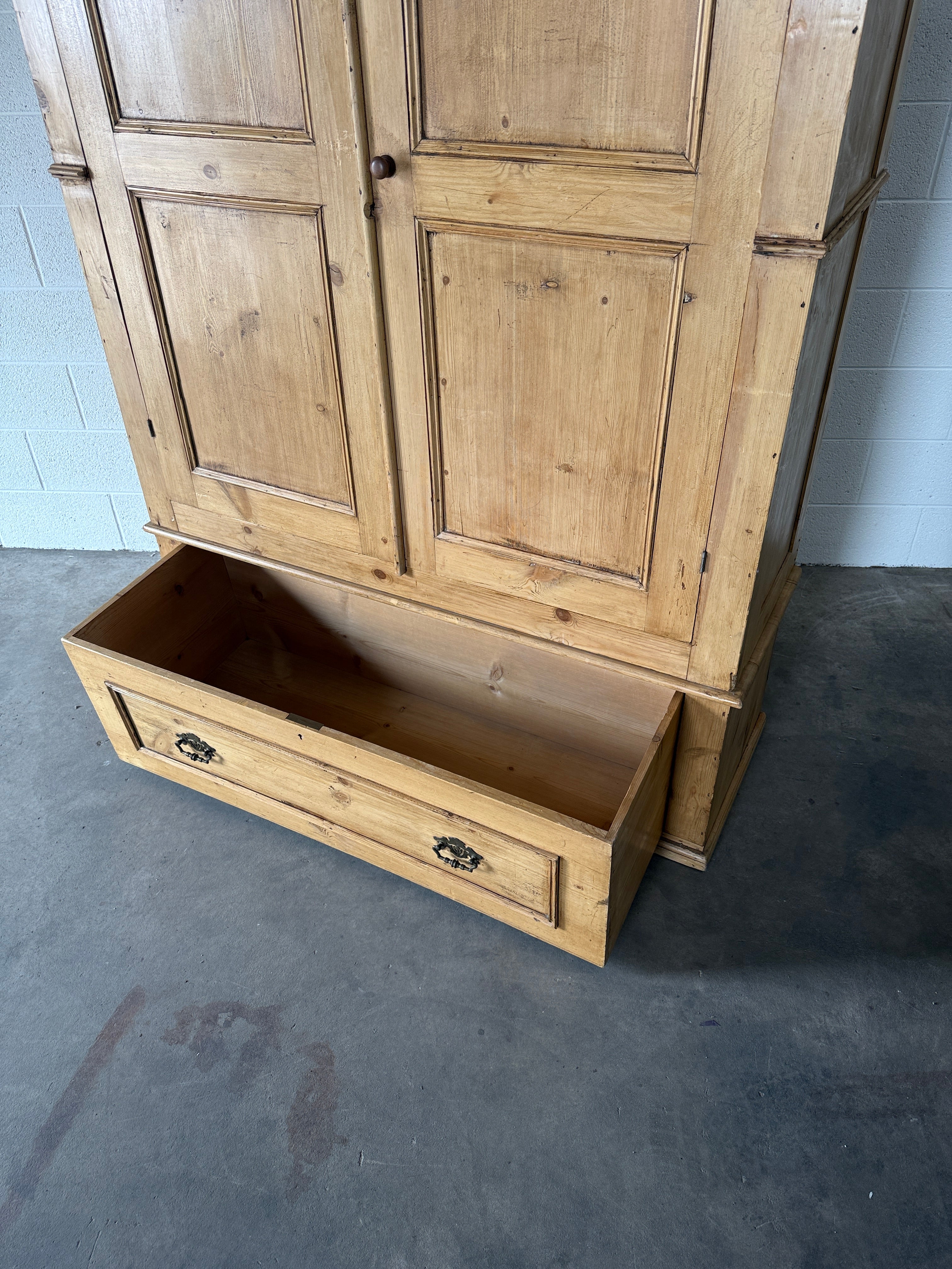 Stunning antique pine wardrobe with detailed trim