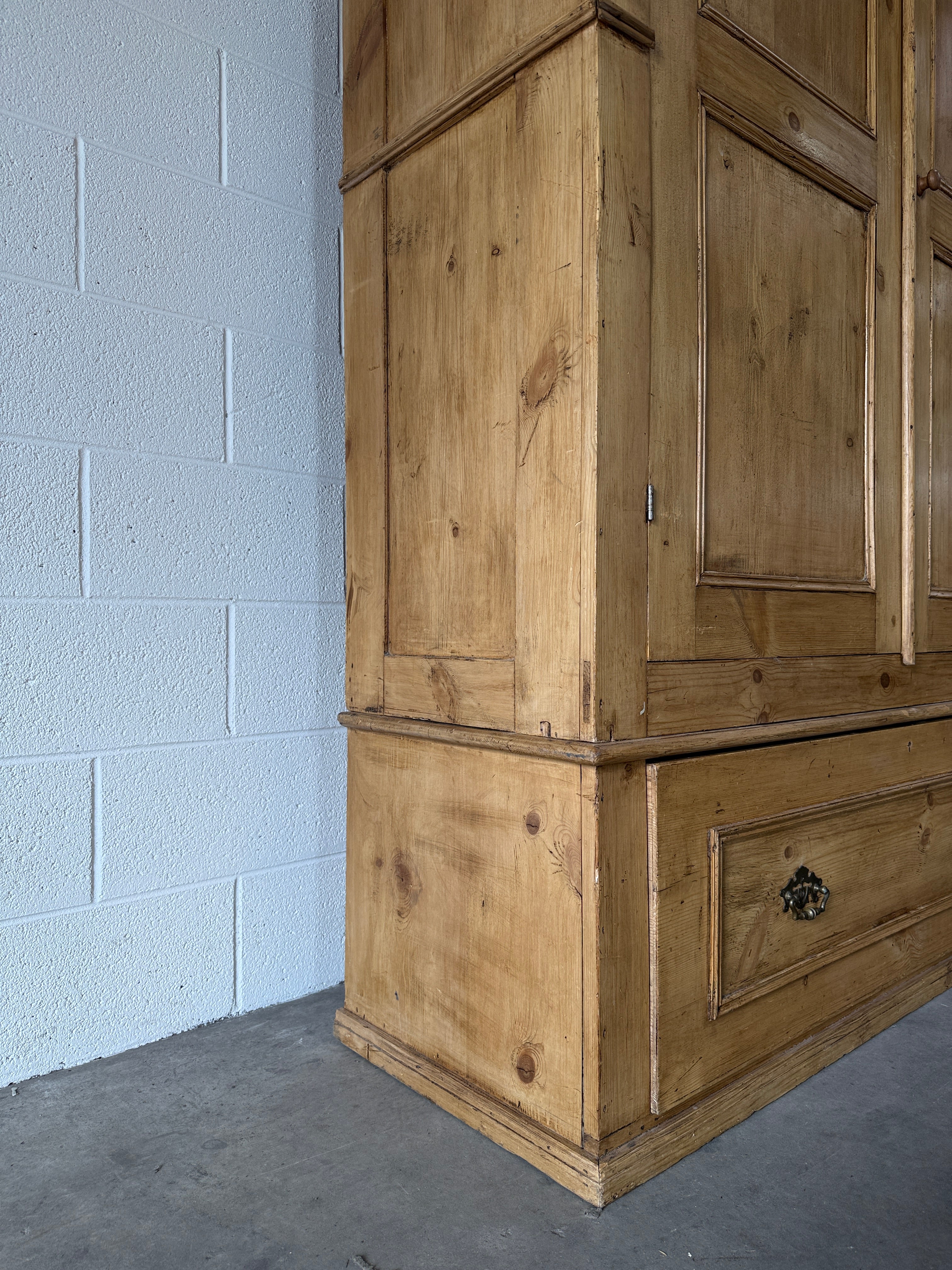Stunning antique pine wardrobe with detailed trim