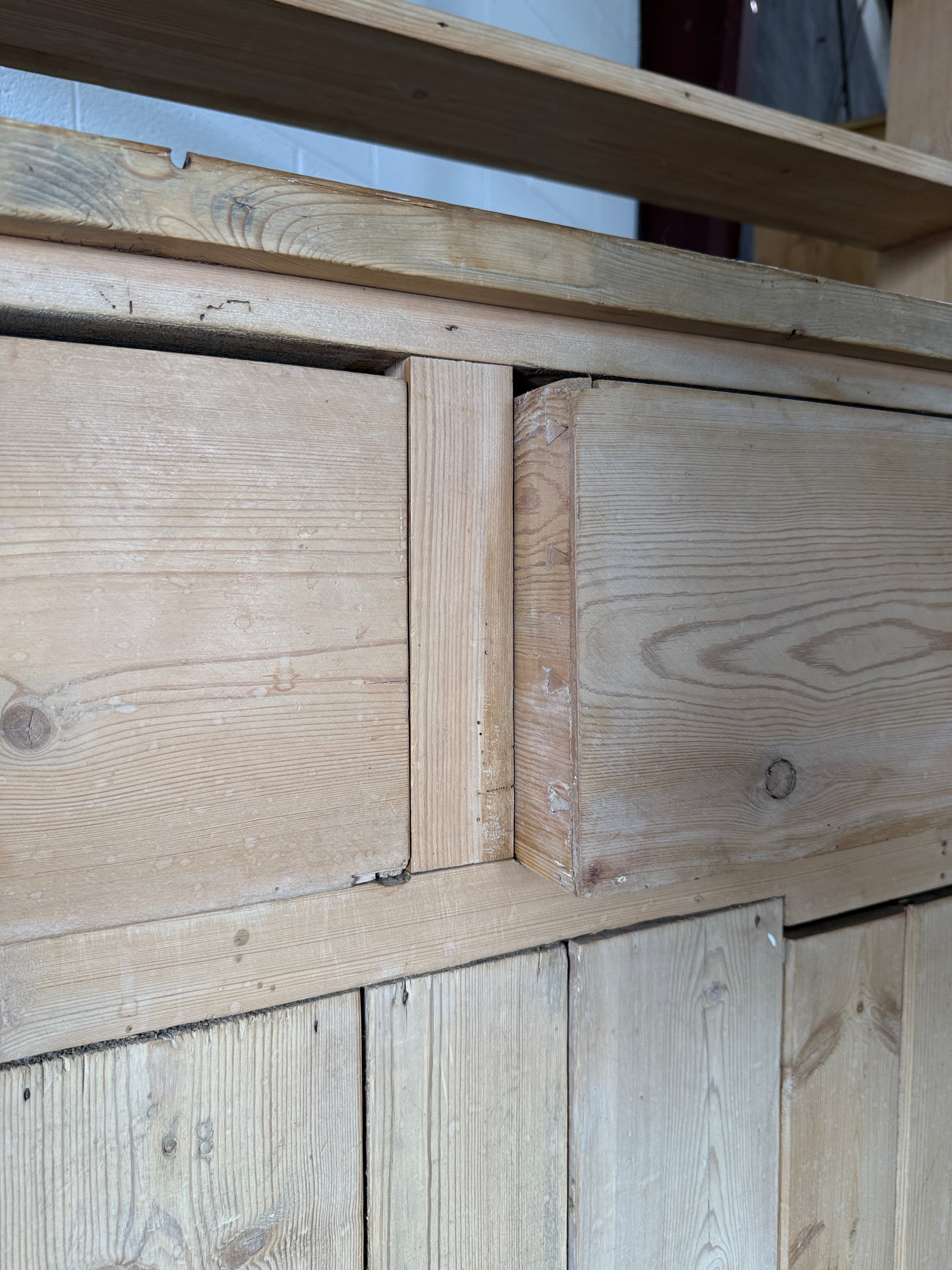 Antique pine hutch with panelled doors