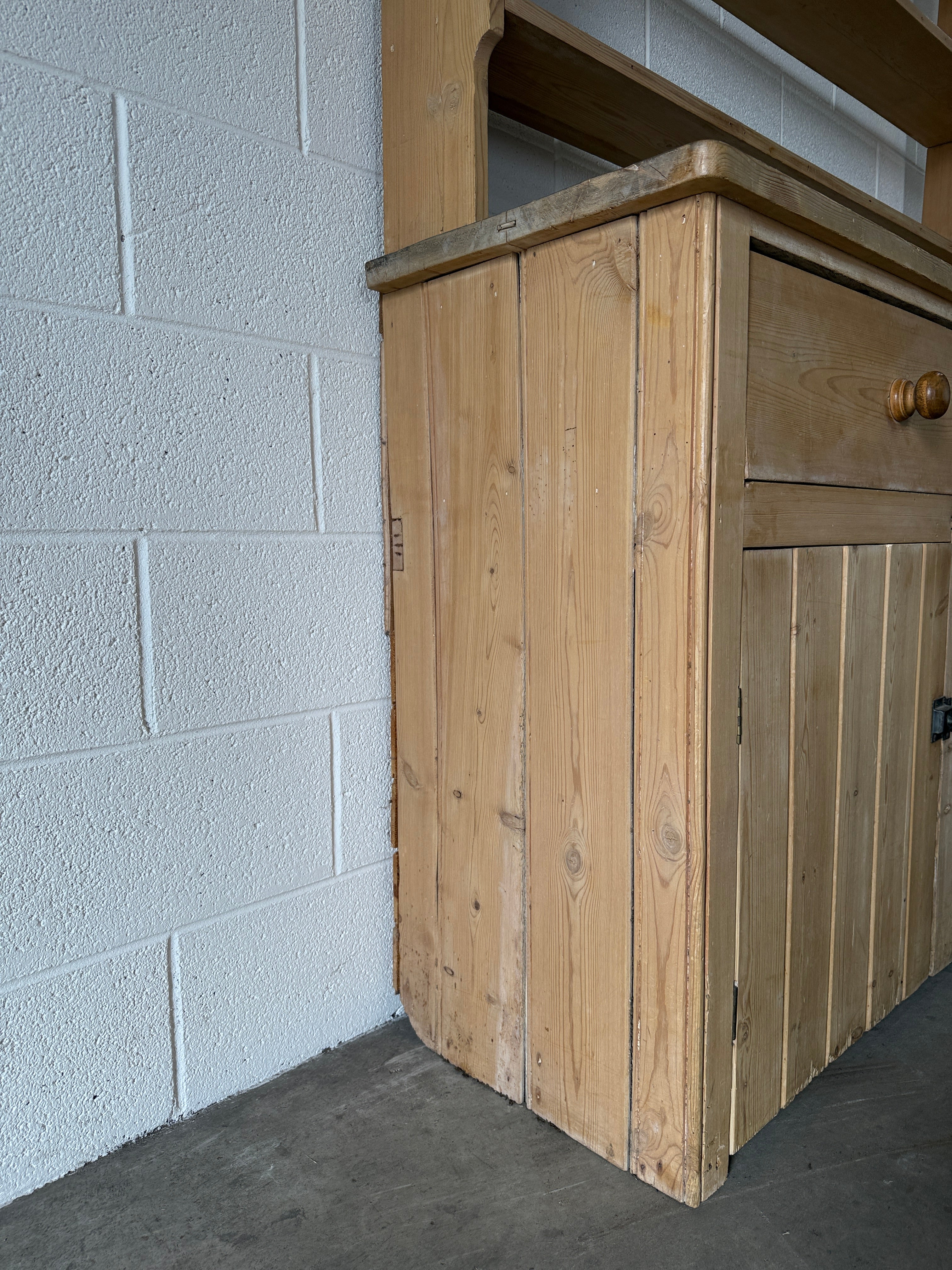 Antique pine hutch with panelled doors