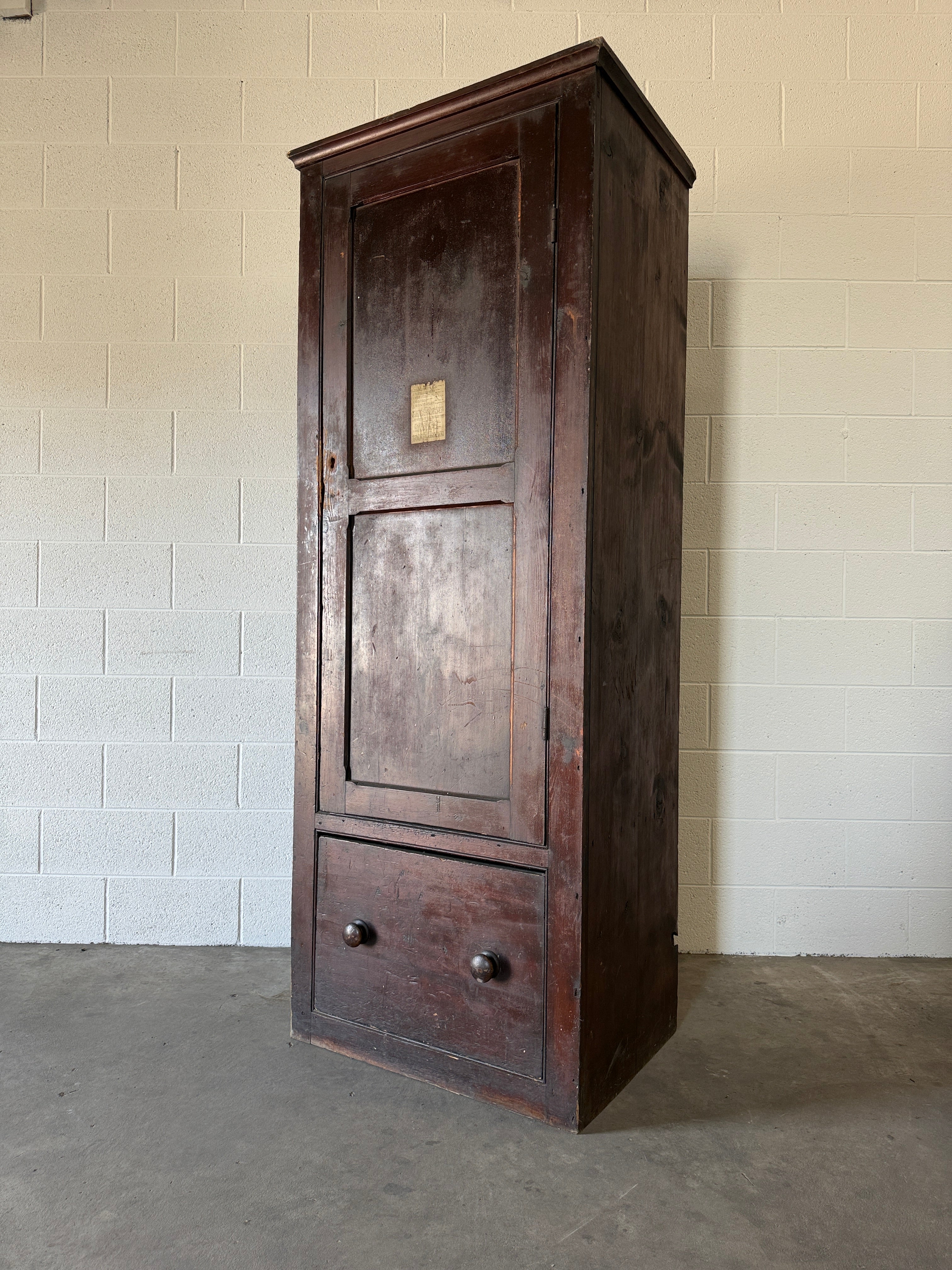 Antique English pine prayer cupboard
