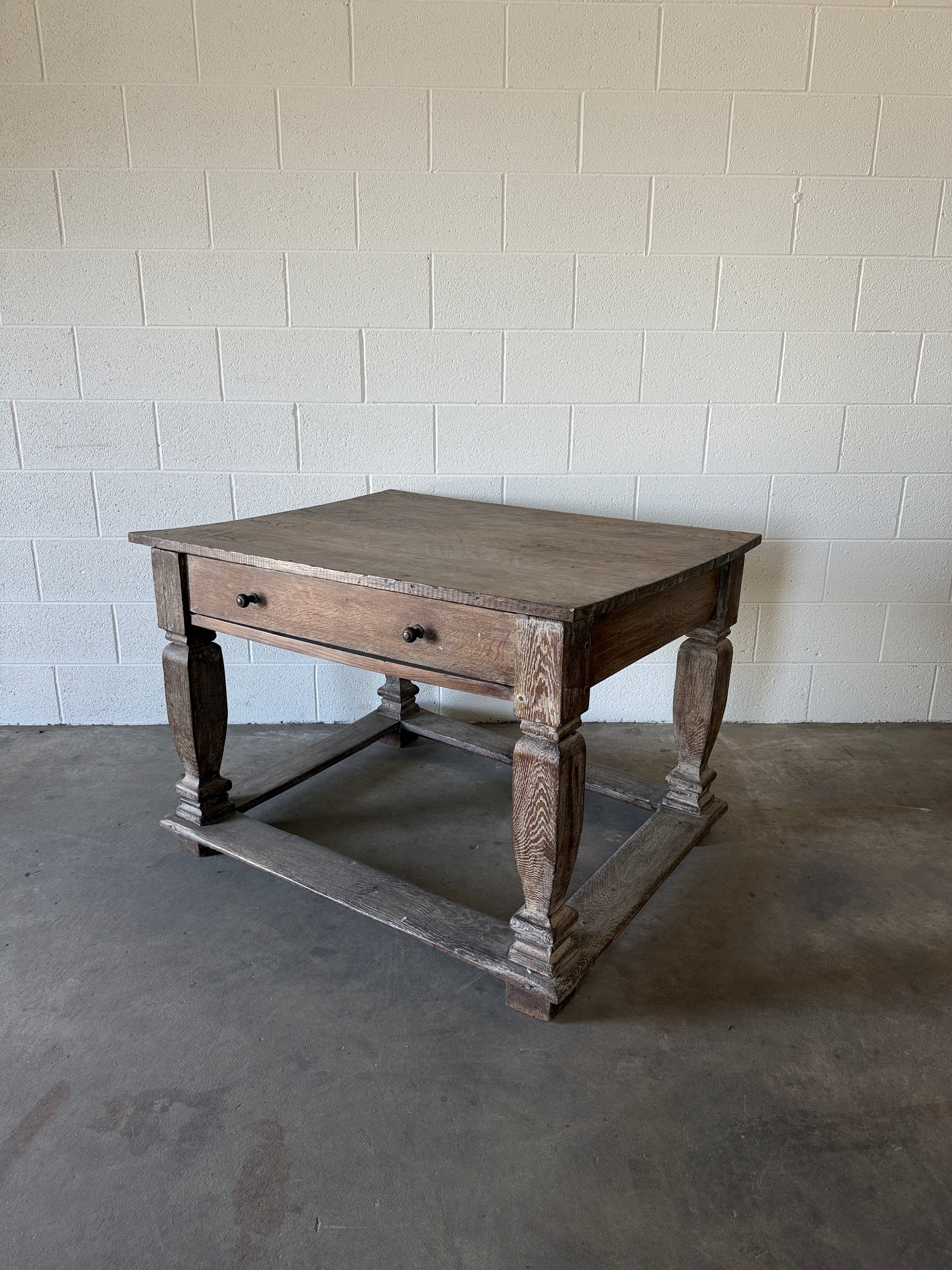 Antique Belgian or Flemish limed oak table