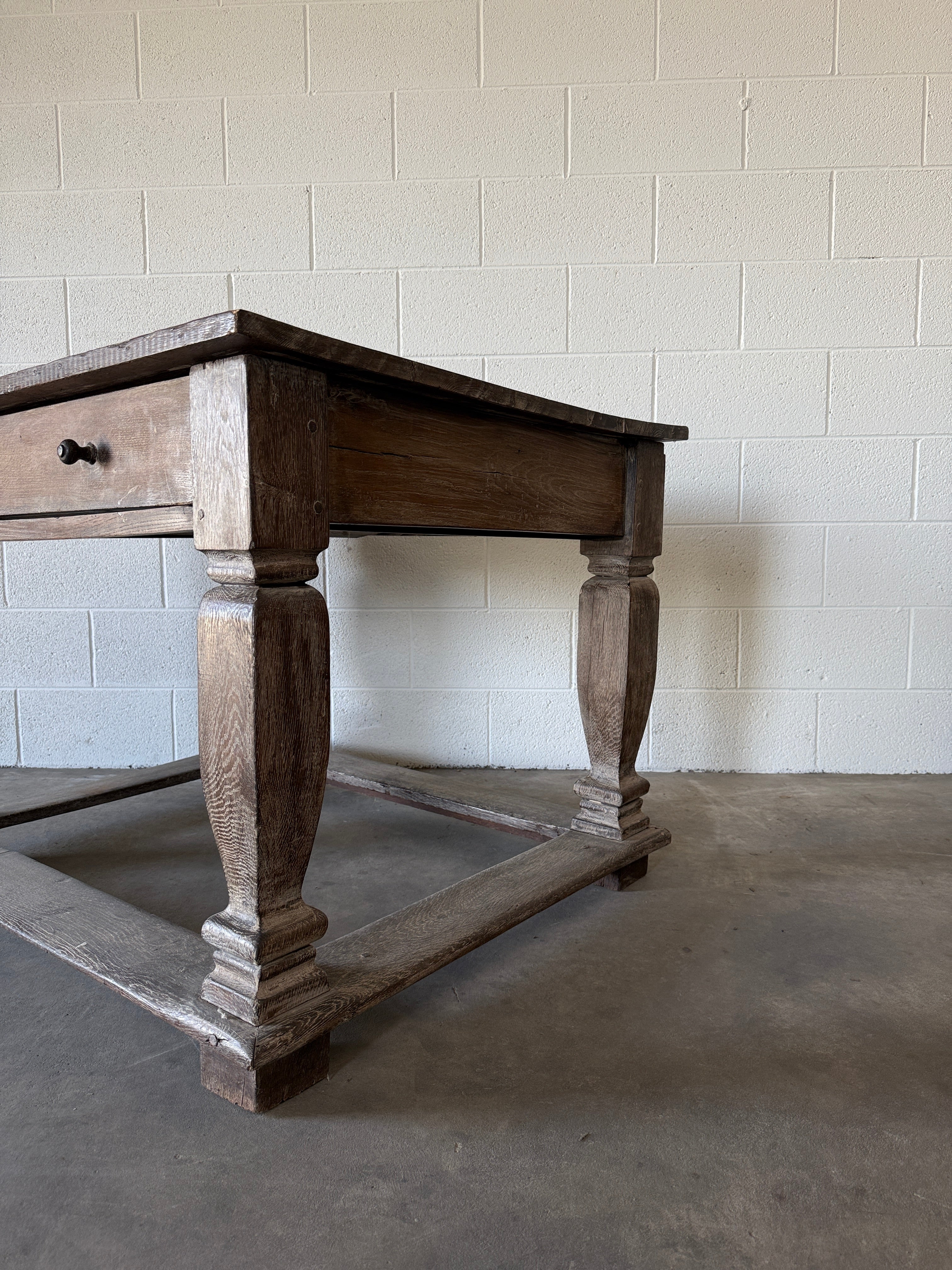 Antique Belgian or Flemish limed oak table