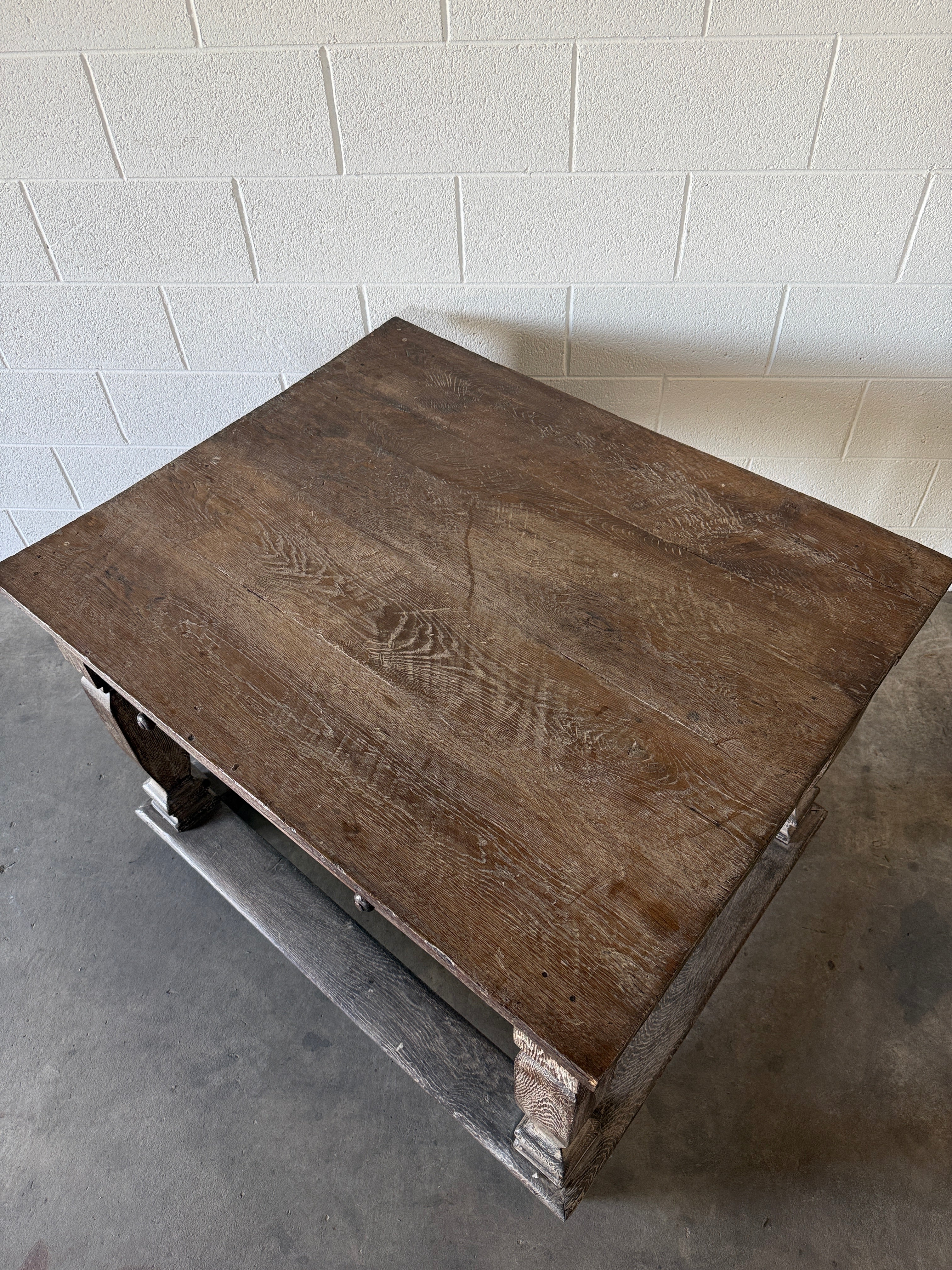 Antique Belgian or Flemish limed oak table