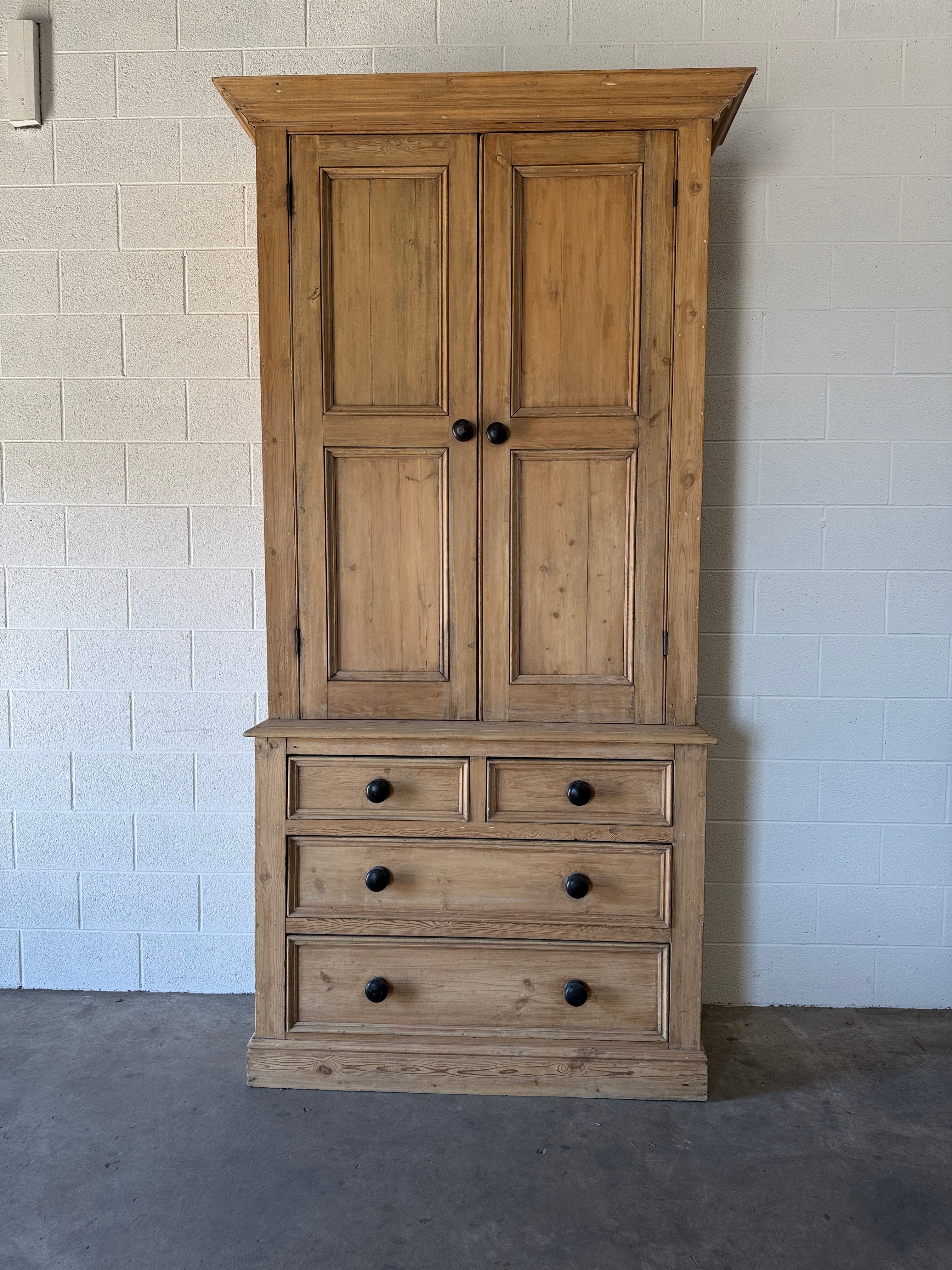 Exceptionally Tall English Pine Housekeeper’s Cupboard