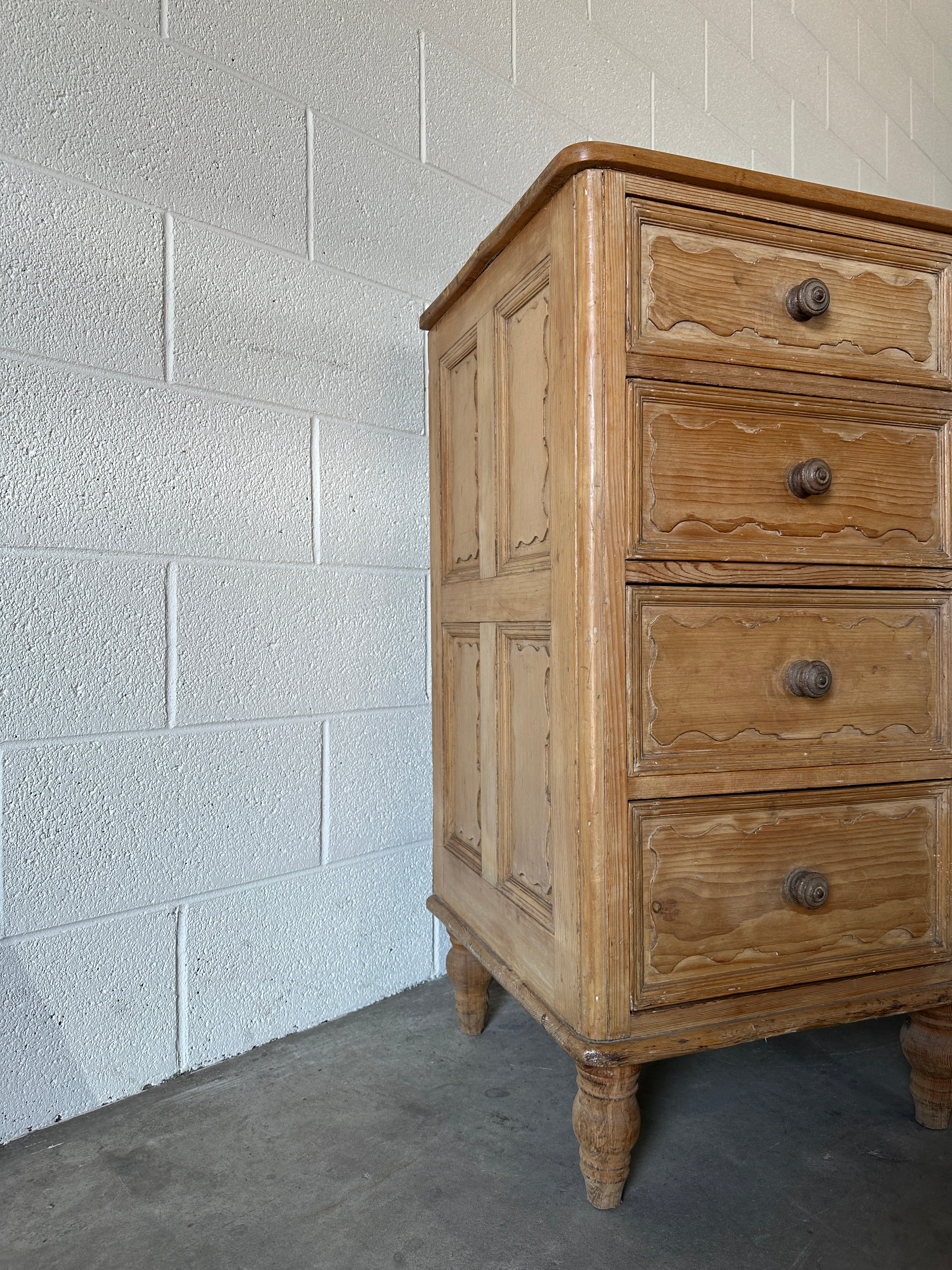 Antique Pine Sideboard with Wavy Detail